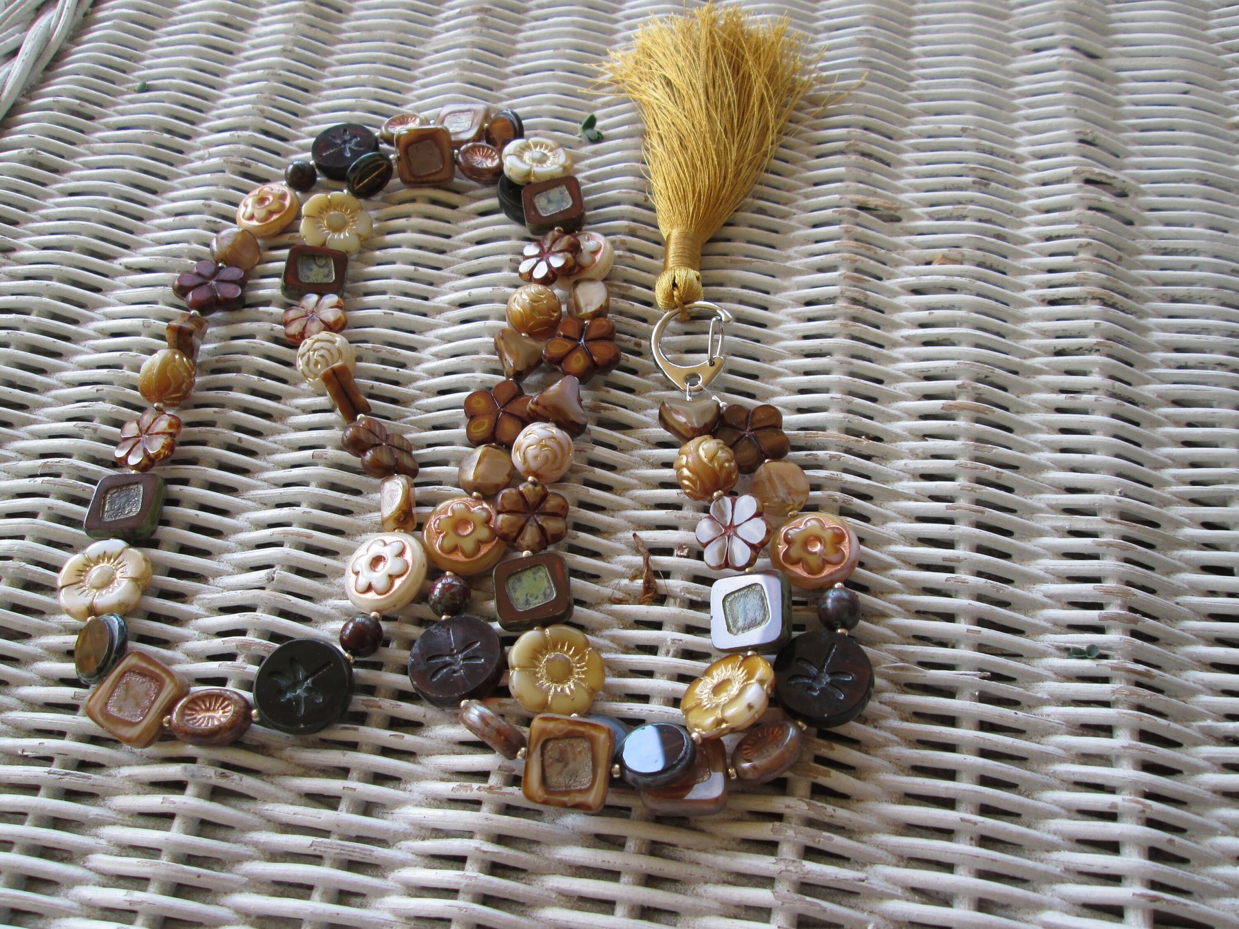 Czech Glass Beaded Lanyard, Floral Flower Shape, ID Badge Holder Necklace, Eyeglass Chain, Teacher Nurse Gift, detail 5