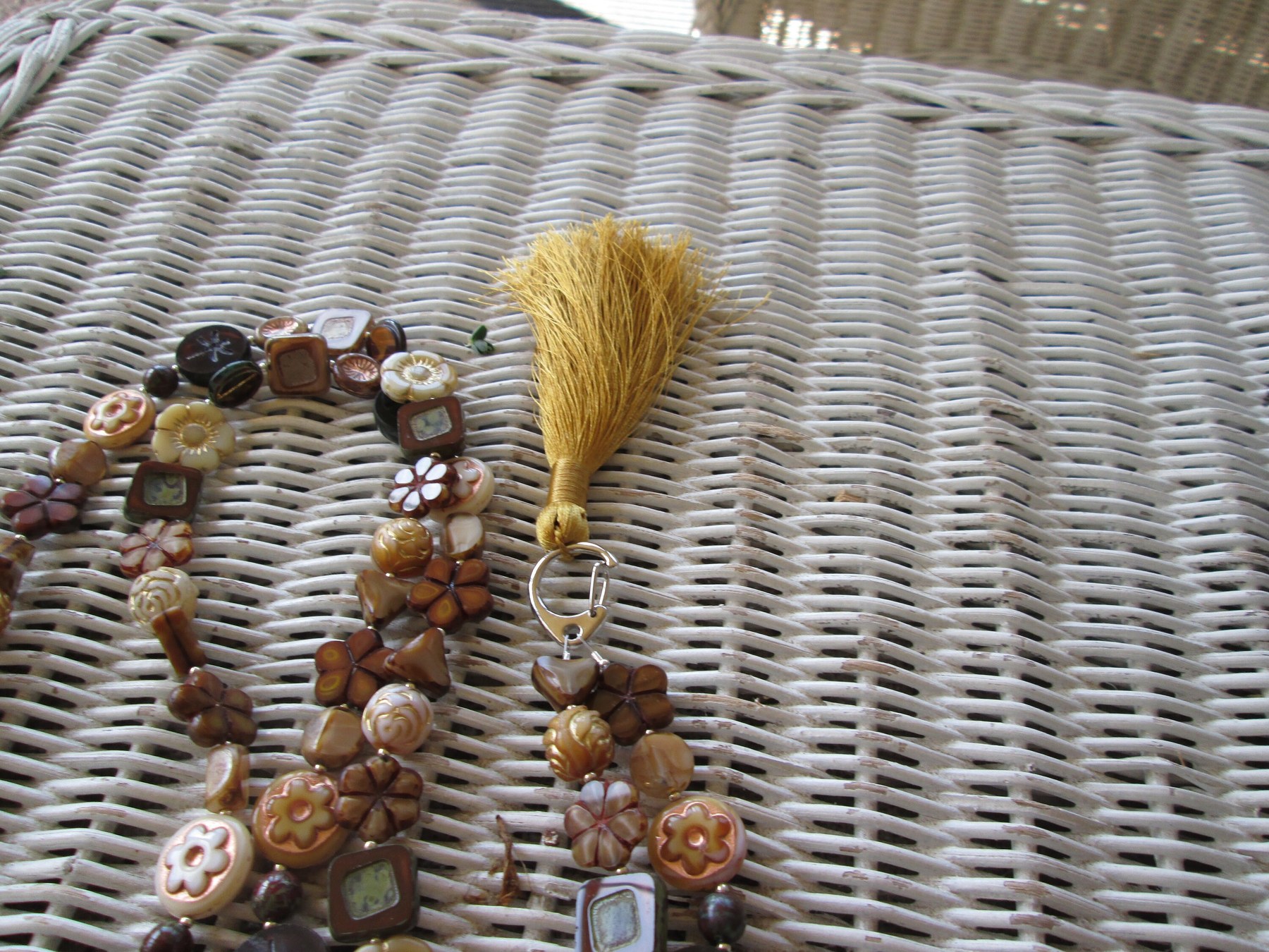 Czech Glass Beaded Lanyard, Floral Flower Shape, ID Badge Holder Necklace, Eyeglass Chain, Teacher Nurse Gift, detail 6