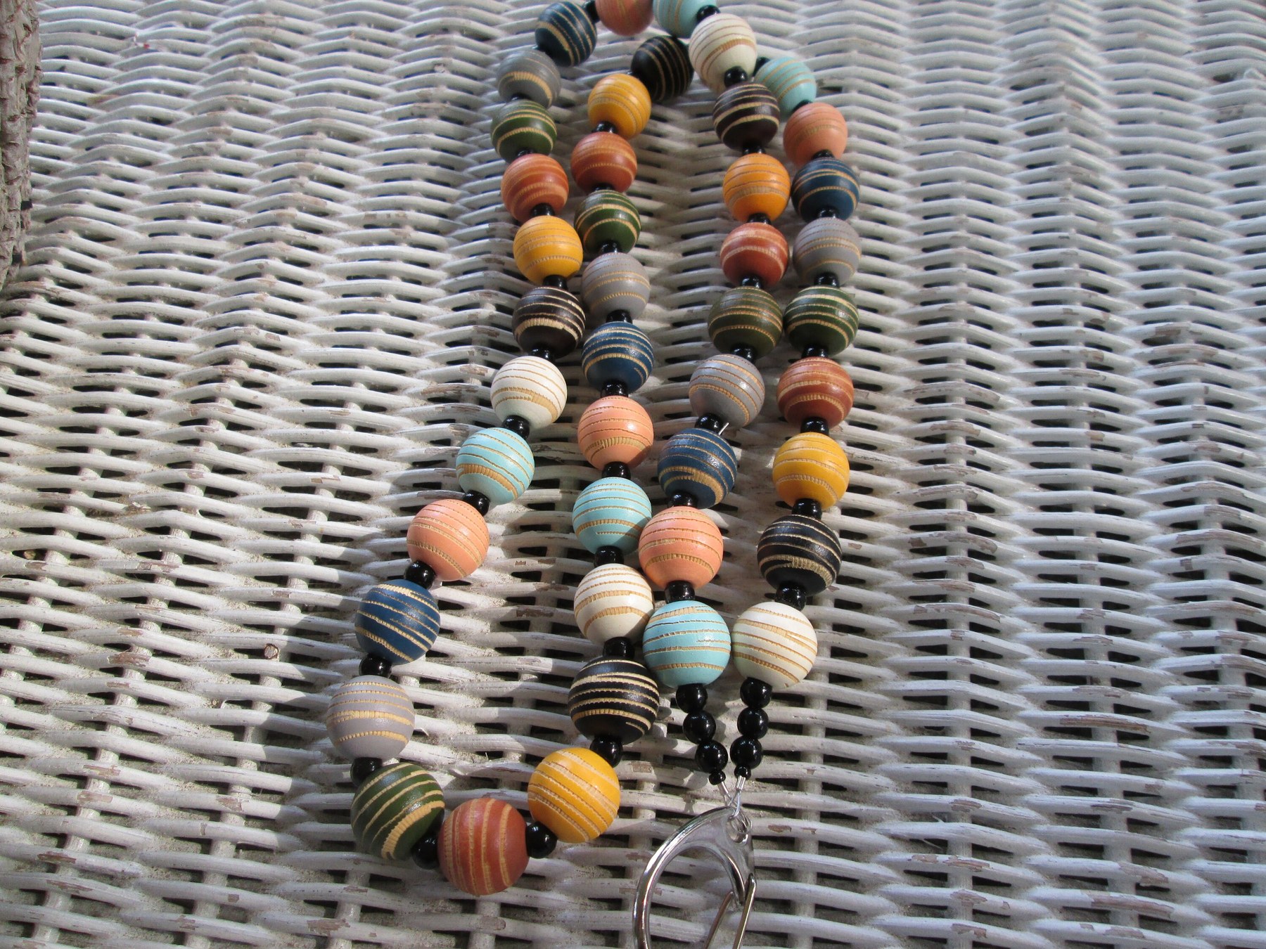 Lanyard, Dyed Round Wood Beaded Lanyard, 984, detail 2