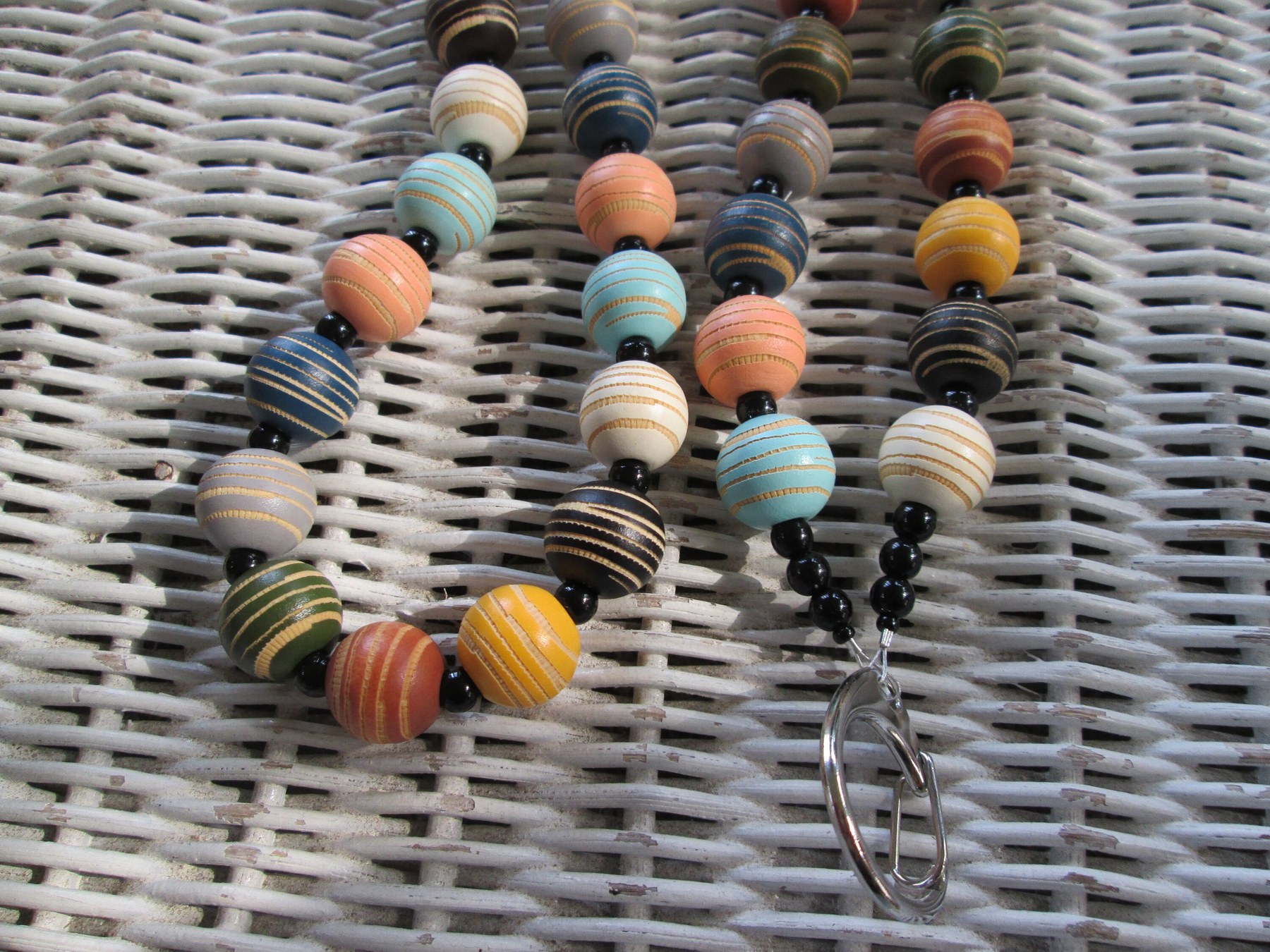 Lanyard, Dyed Round Wood Beaded Lanyard, 984, detail 3