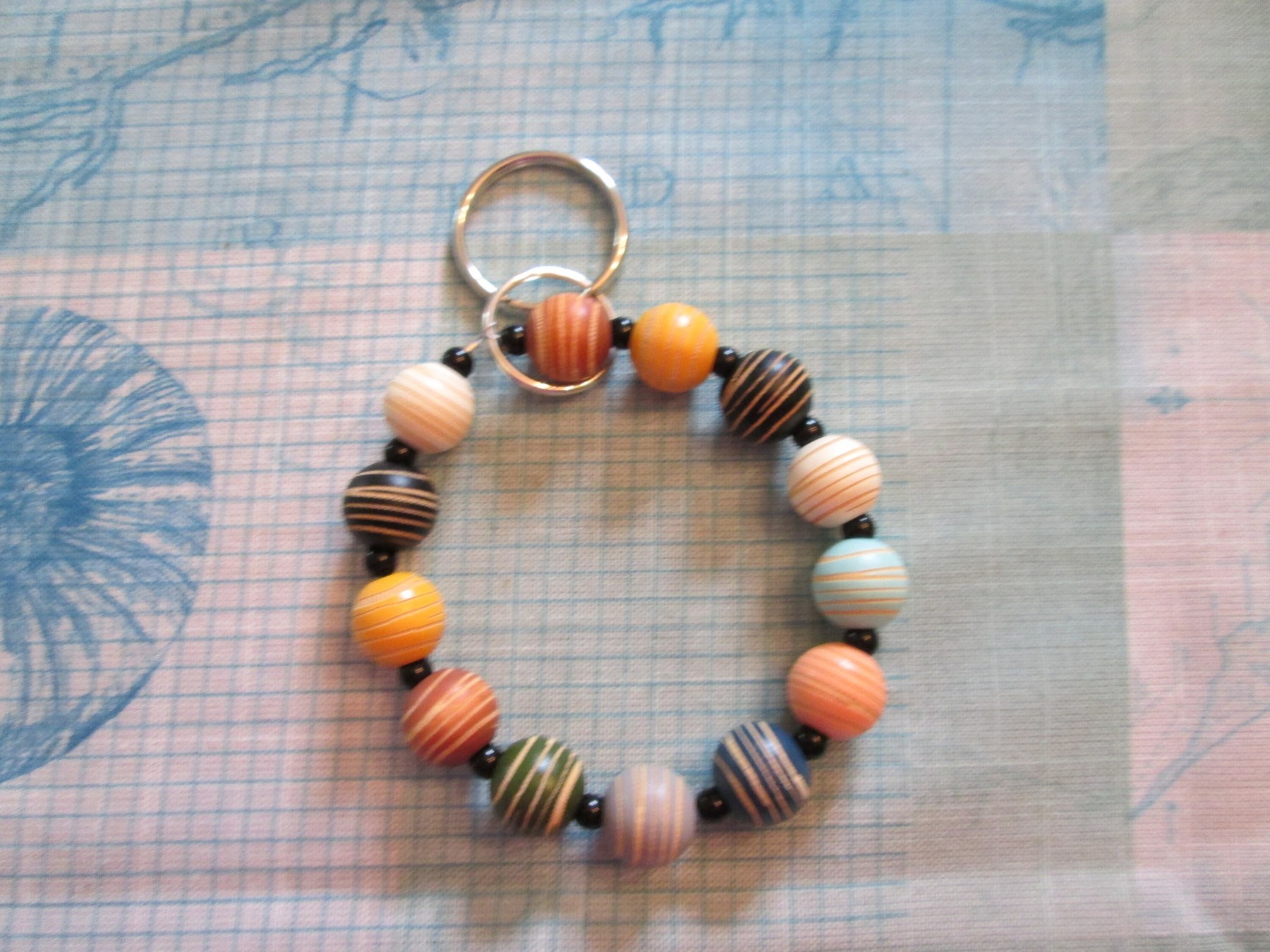 Bracelet Lanyard, wristlet, dyed round wood beads, 1995, detail 5