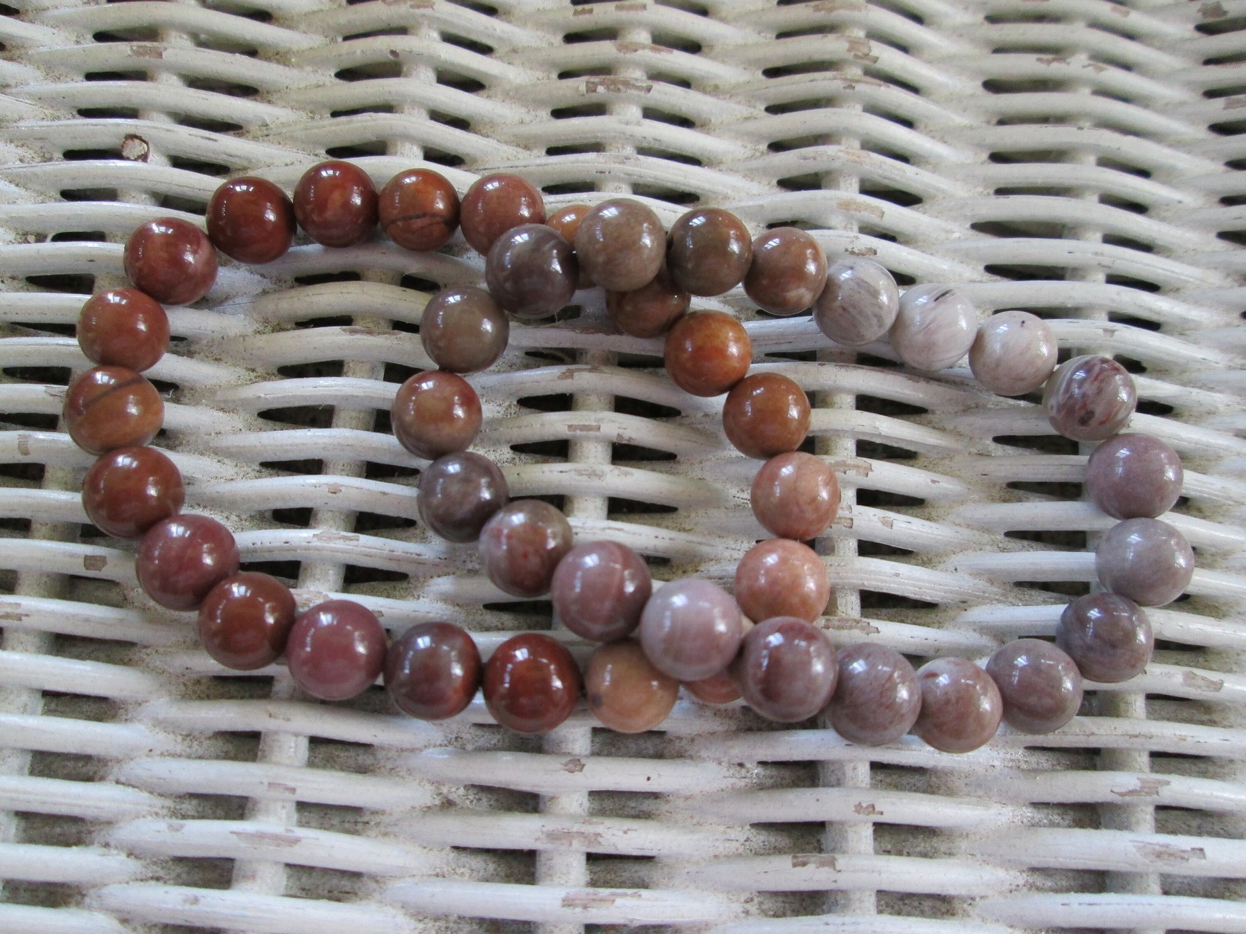 Petrified Wood Beaded Bracelet, Natural 8mm Fossil Wood Stretch Bracelet, Handmade Boho Jewelry, Buy One Get One Free, detail 3
