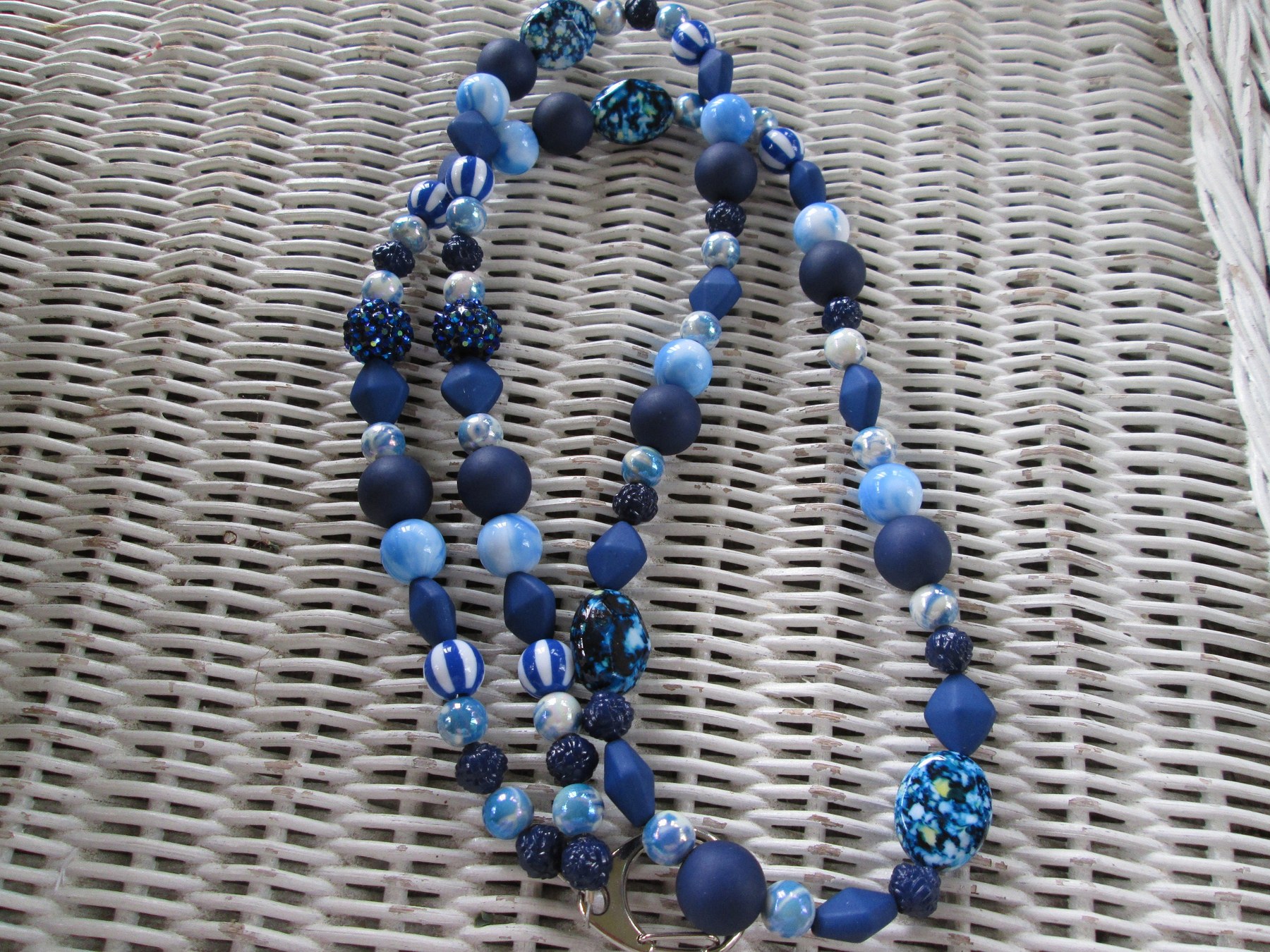 Lanyard, blue stripe bead mix, women, men, 1999, detail 3
