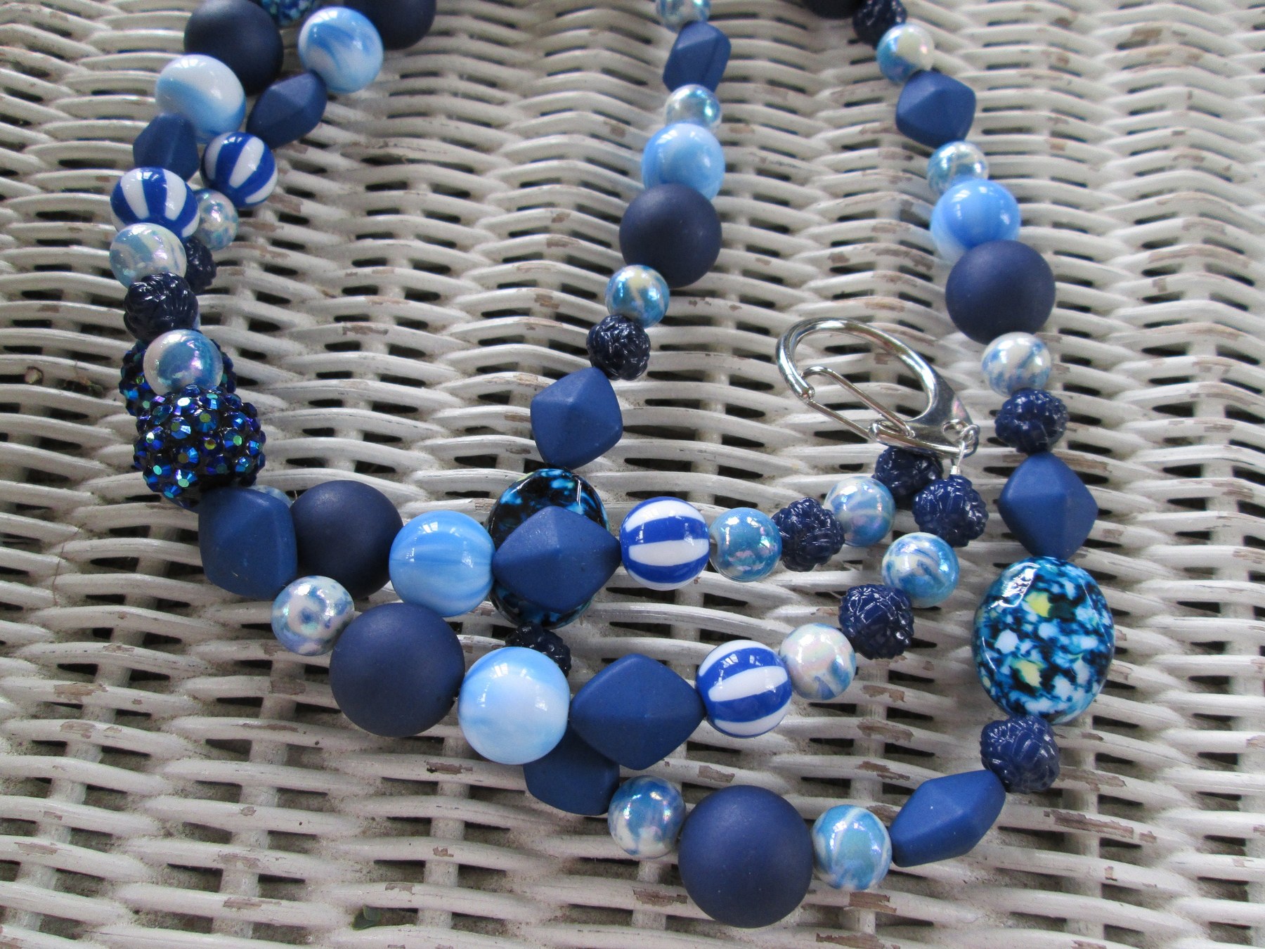 Lanyard, blue stripe bead mix, women, men, 1999, detail 4