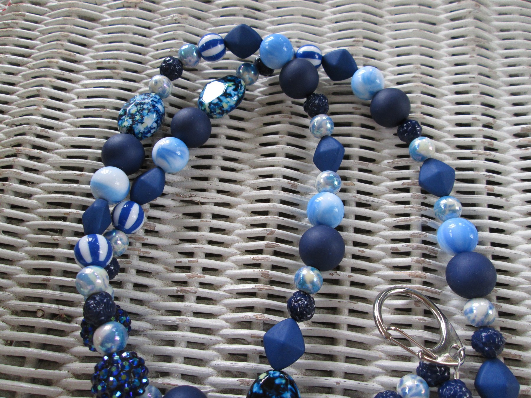 Lanyard, blue stripe bead mix, women, men, 1999, detail 5