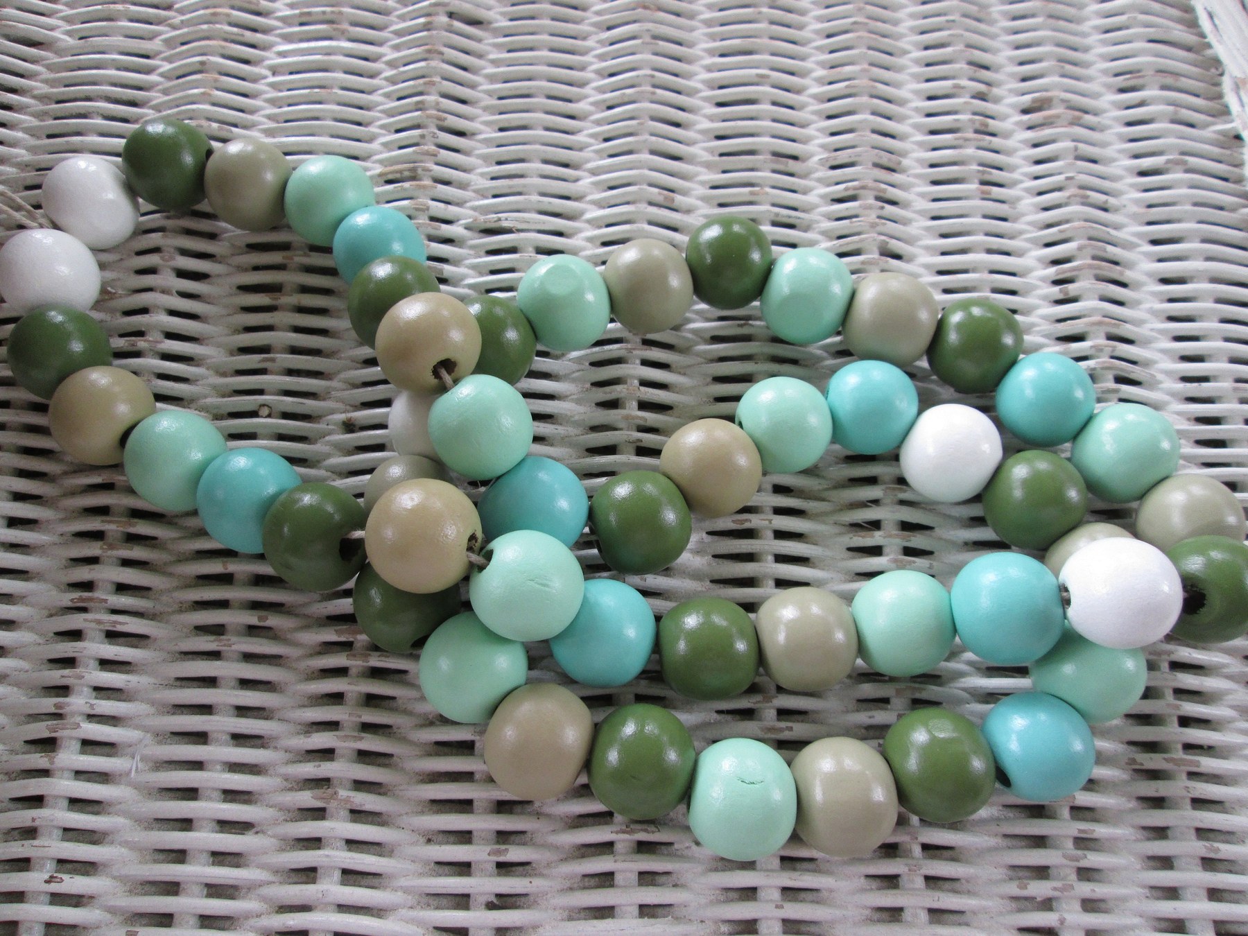 Lanyard, Green 15mm wood beaded lanyard, 1703