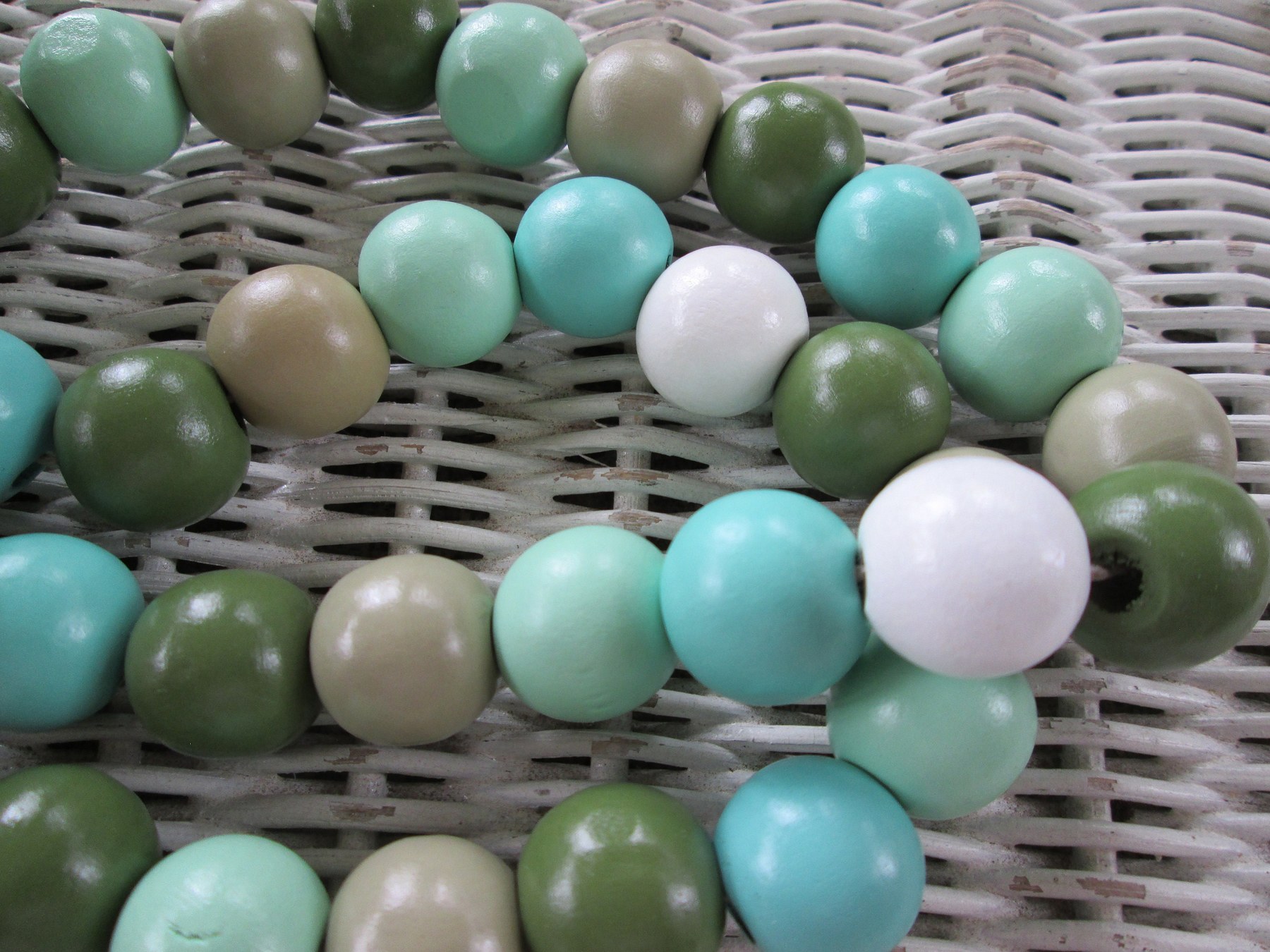 Lanyard, Green 15mm wood beaded lanyard, 1703, detail 4