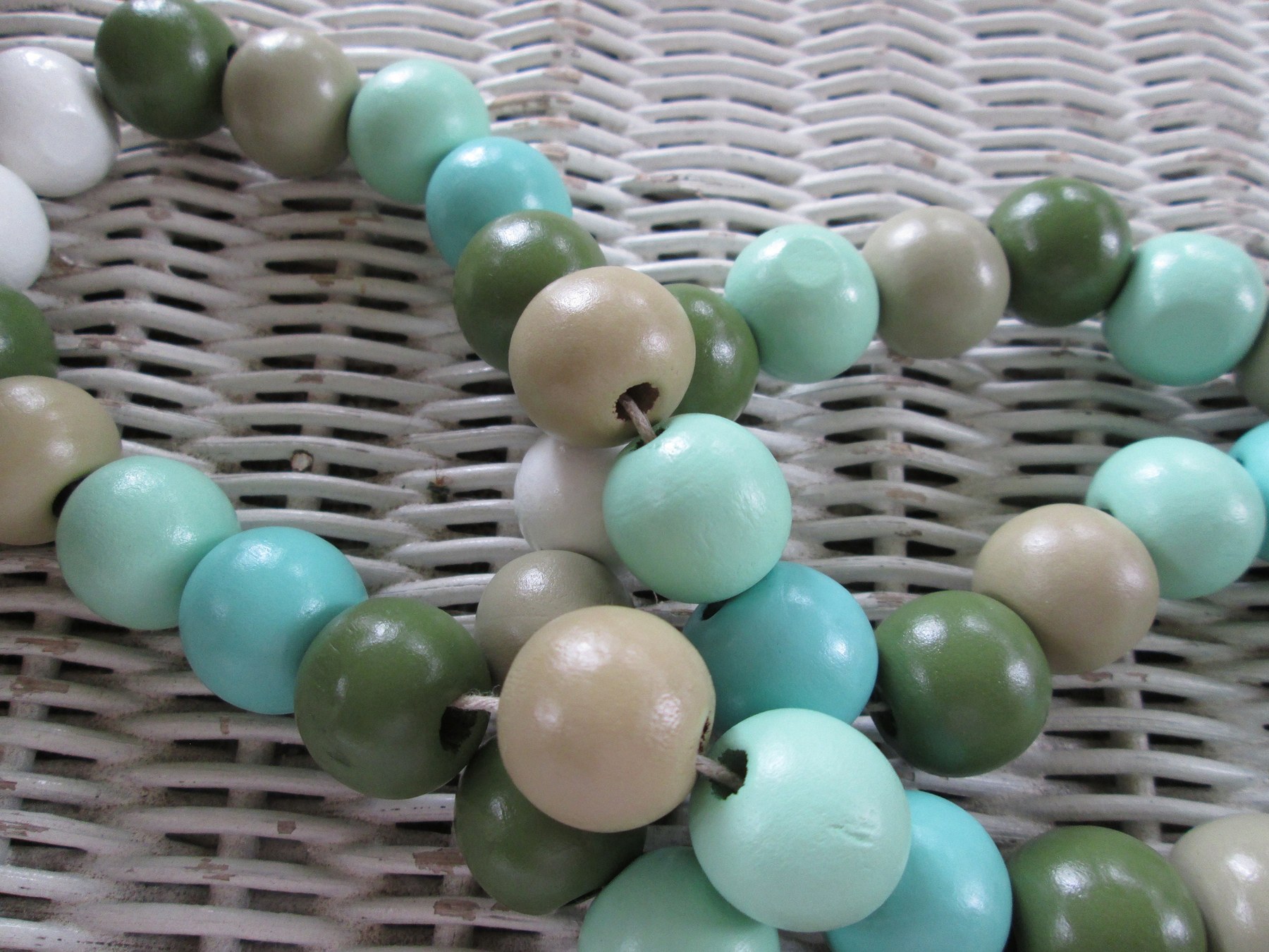 Lanyard, Green 15mm wood beaded lanyard, 1703, detail 5