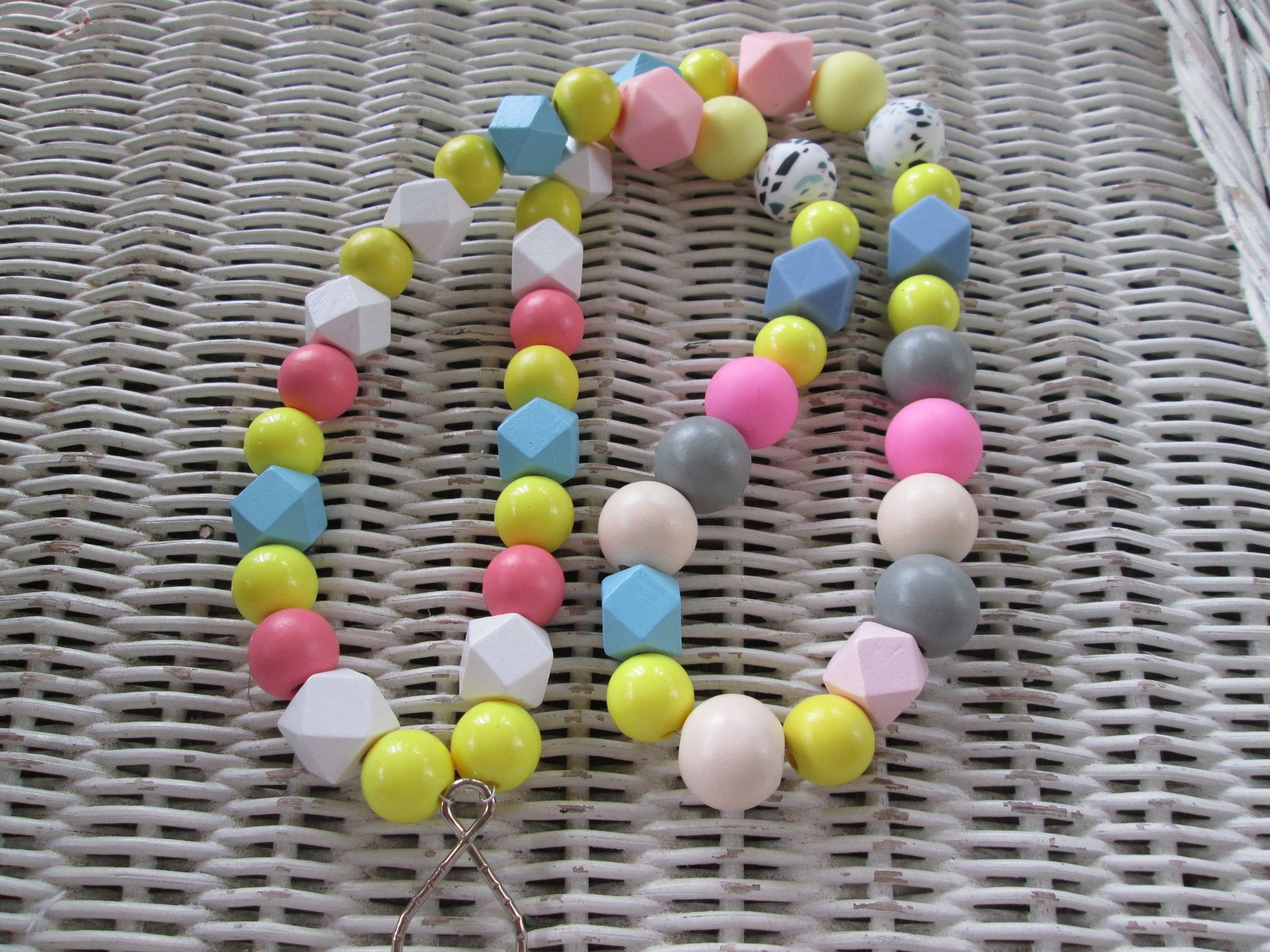 Lanyard, Confetti beaded wood lanyard, 1708, detail 2
