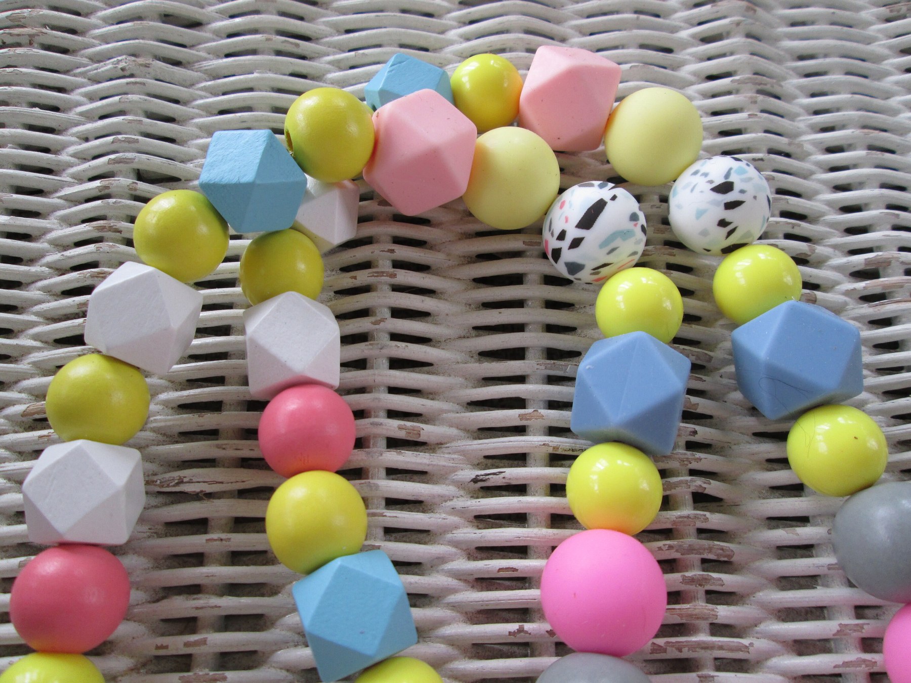 Lanyard, Confetti beaded wood lanyard, 1708, detail 4
