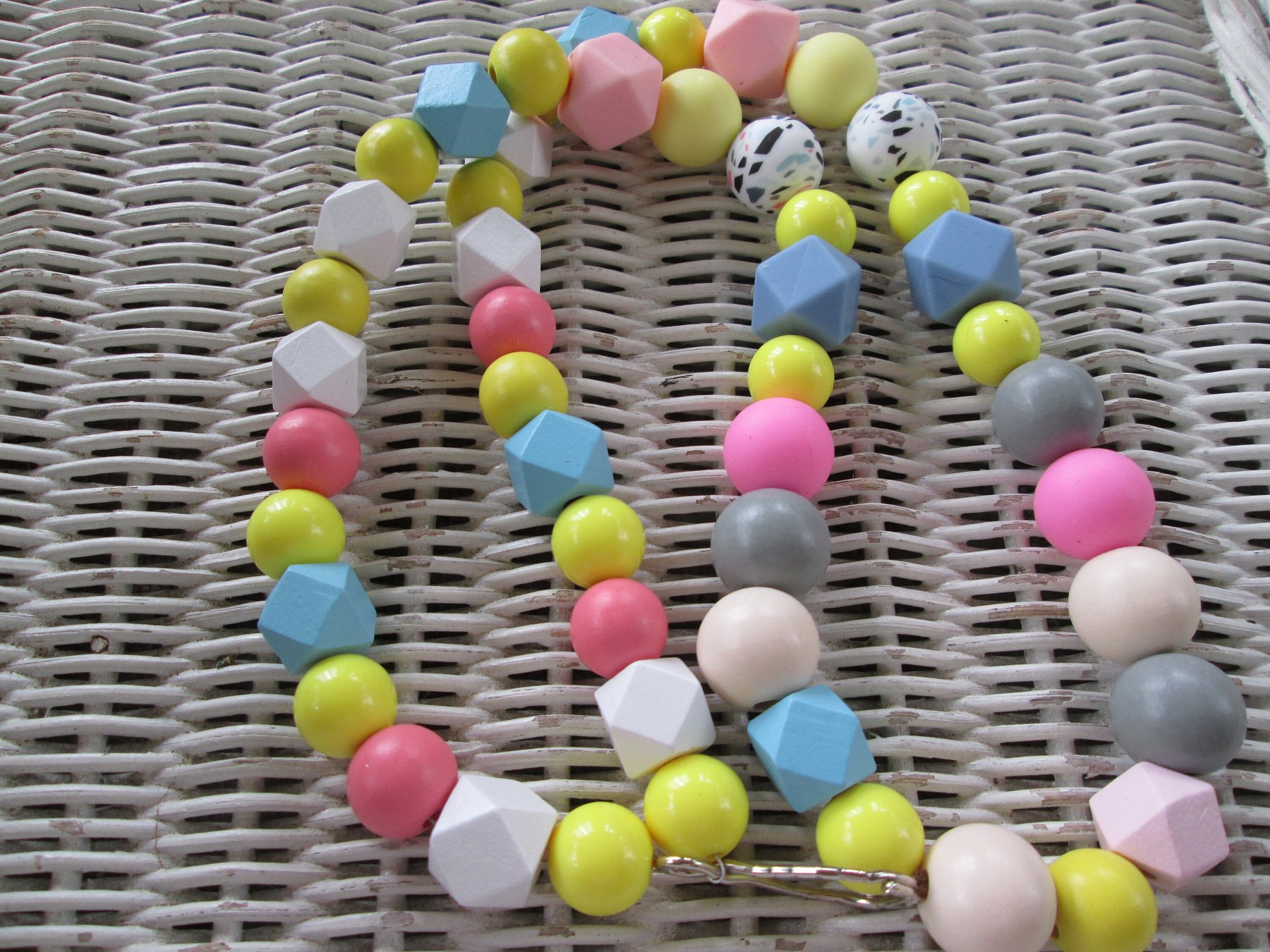 Lanyard, Confetti beaded wood lanyard, 1708, detail 5