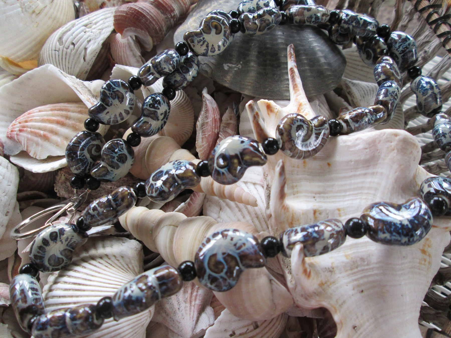 Lanyard, Snail Nautilus beaded lanyard, 996