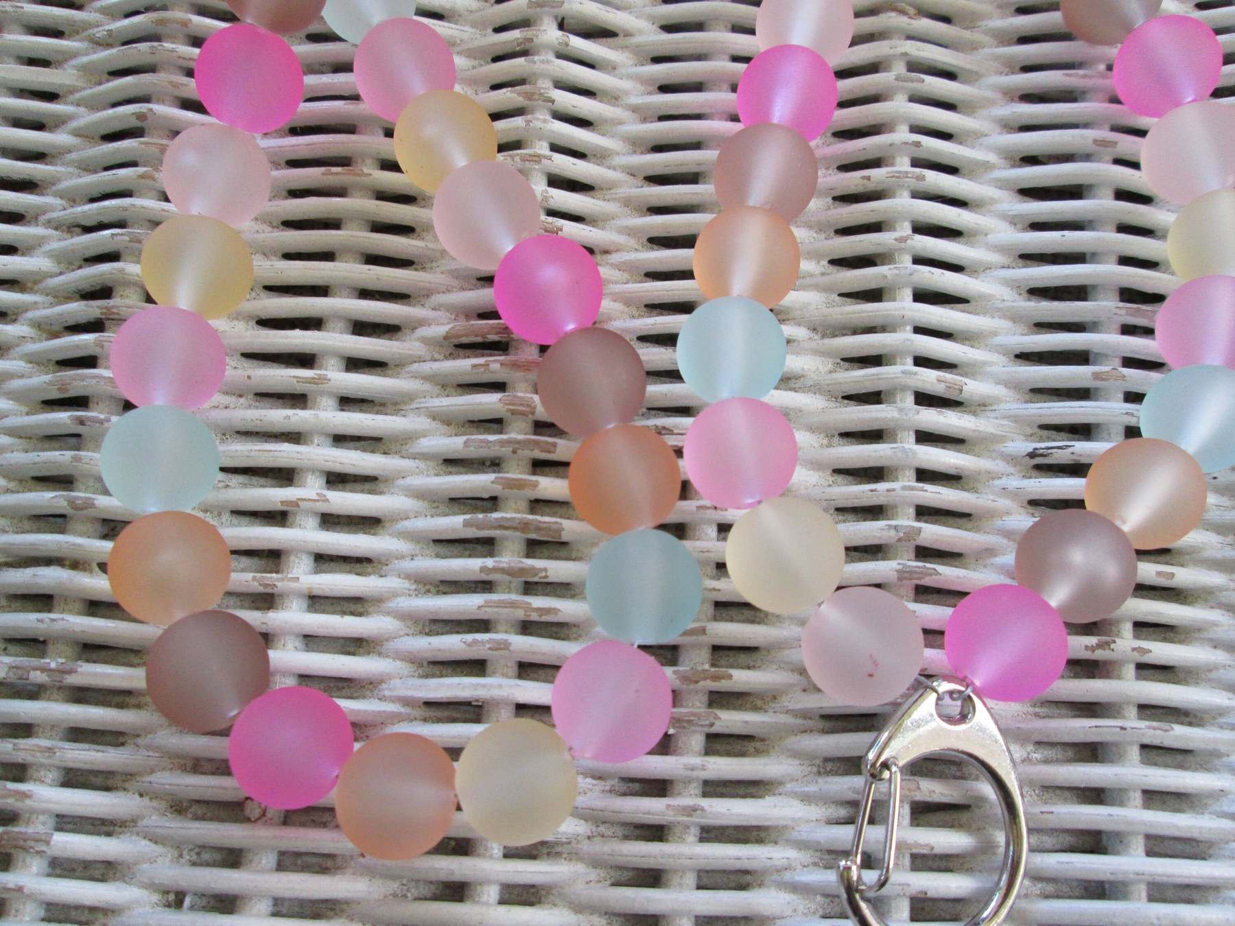 Lanyard, Frosted Round Bead Mix Lanyard, 988, detail 2