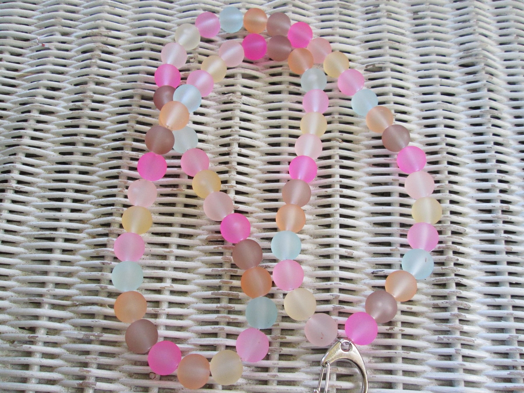 Lanyard, Frosted Round Bead Mix Lanyard, 988, detail 4