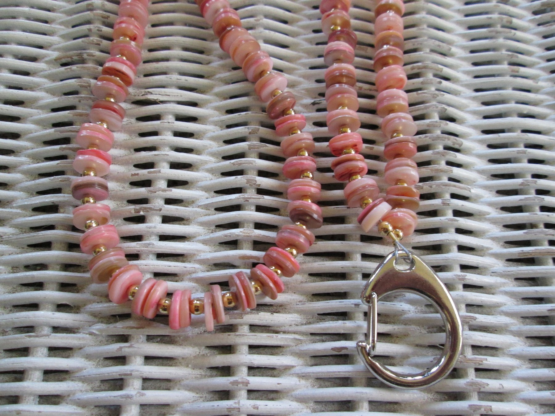 Lanyard, Rose shell beaded lanyard, women, 986