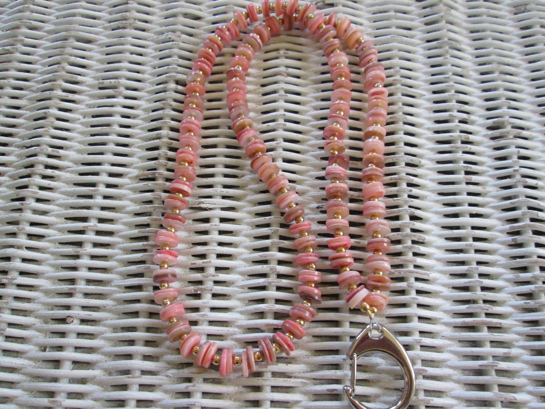 Lanyard, Rose shell beaded lanyard, women, 986, detail 4