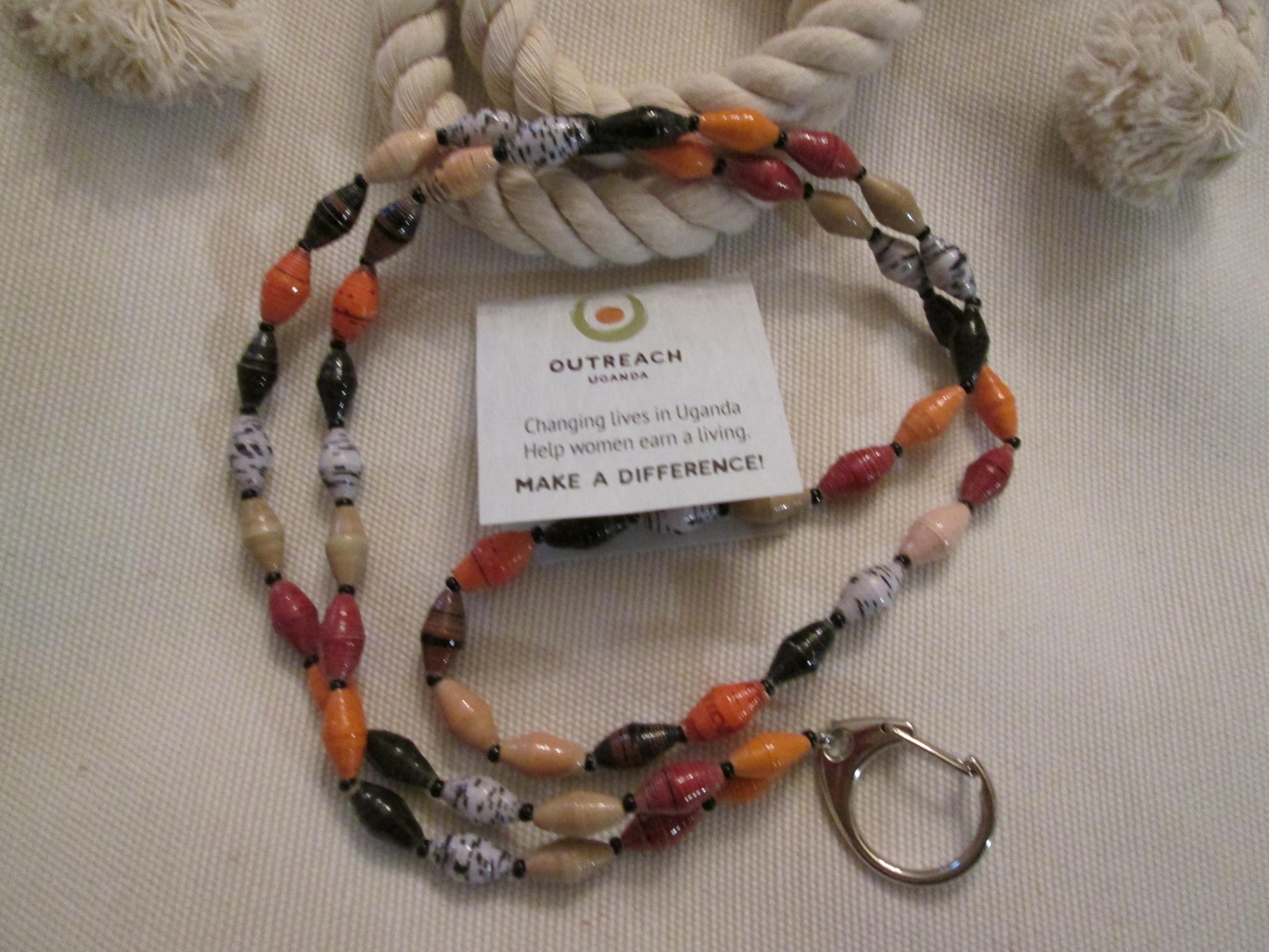 Lanyard, Outreach Uganda Safari Mix Beaded Lanyard 936