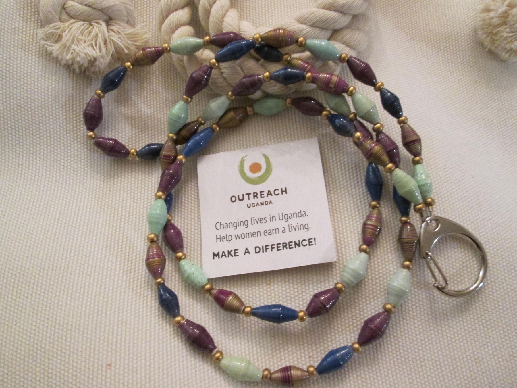 Lanyards, Outreach Uganda Royal Paper Beads, 964