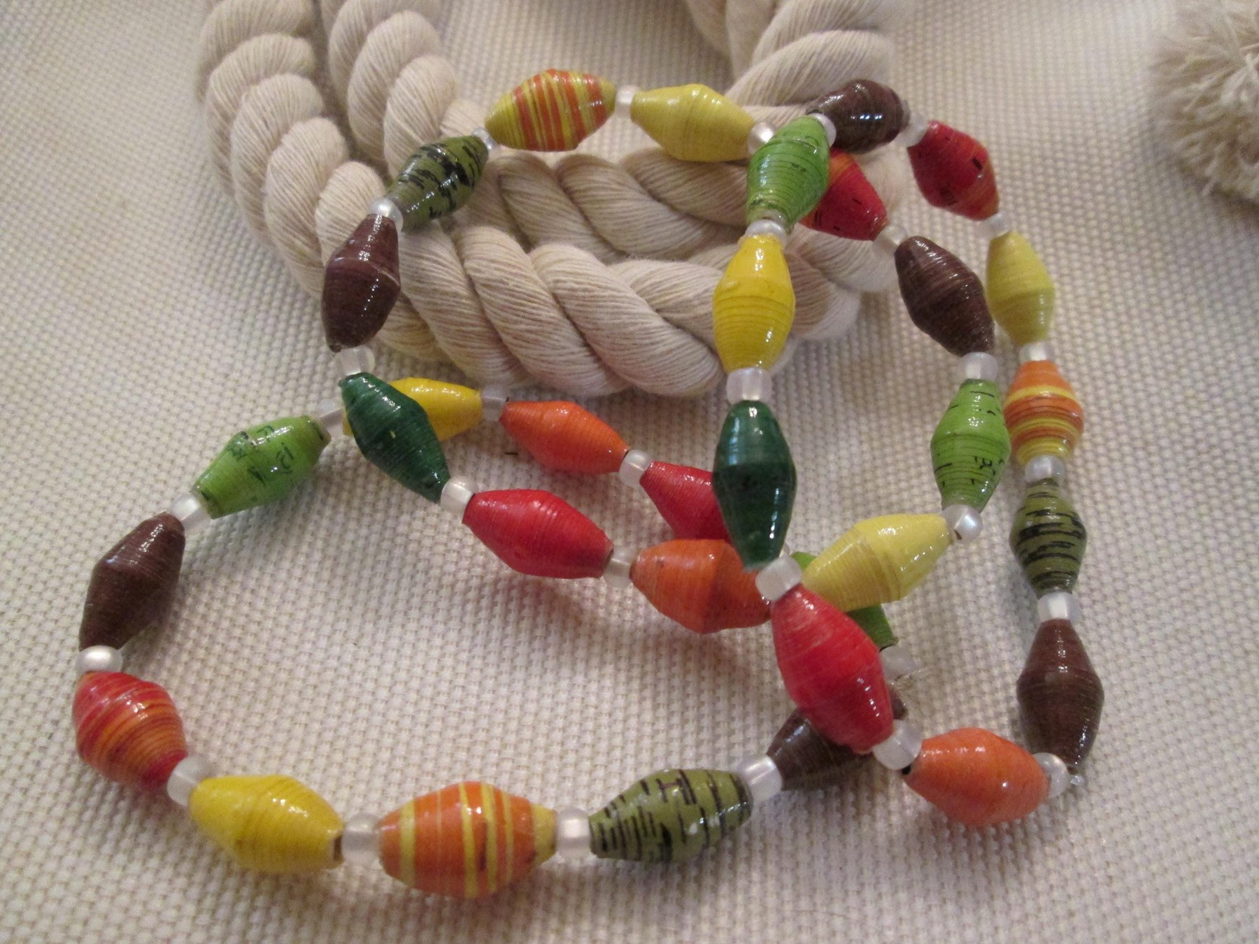 Bracelet Trio, Outreach Uganda Falling Leaves paper bead bracelet, 189, detail 4
