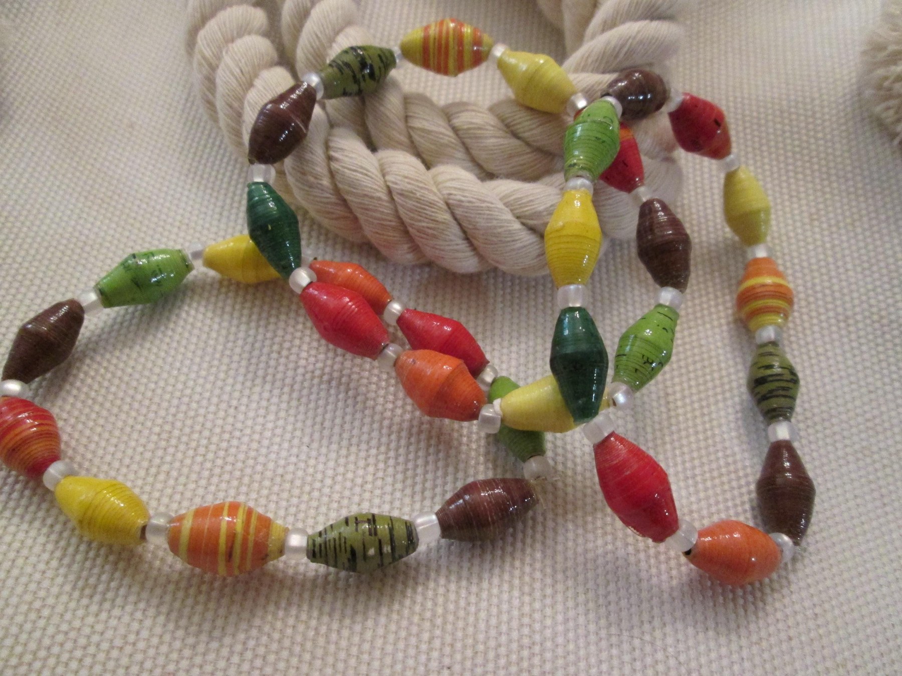 Bracelet Trio, Outreach Uganda Falling Leaves paper bead bracelet, 189, detail 5