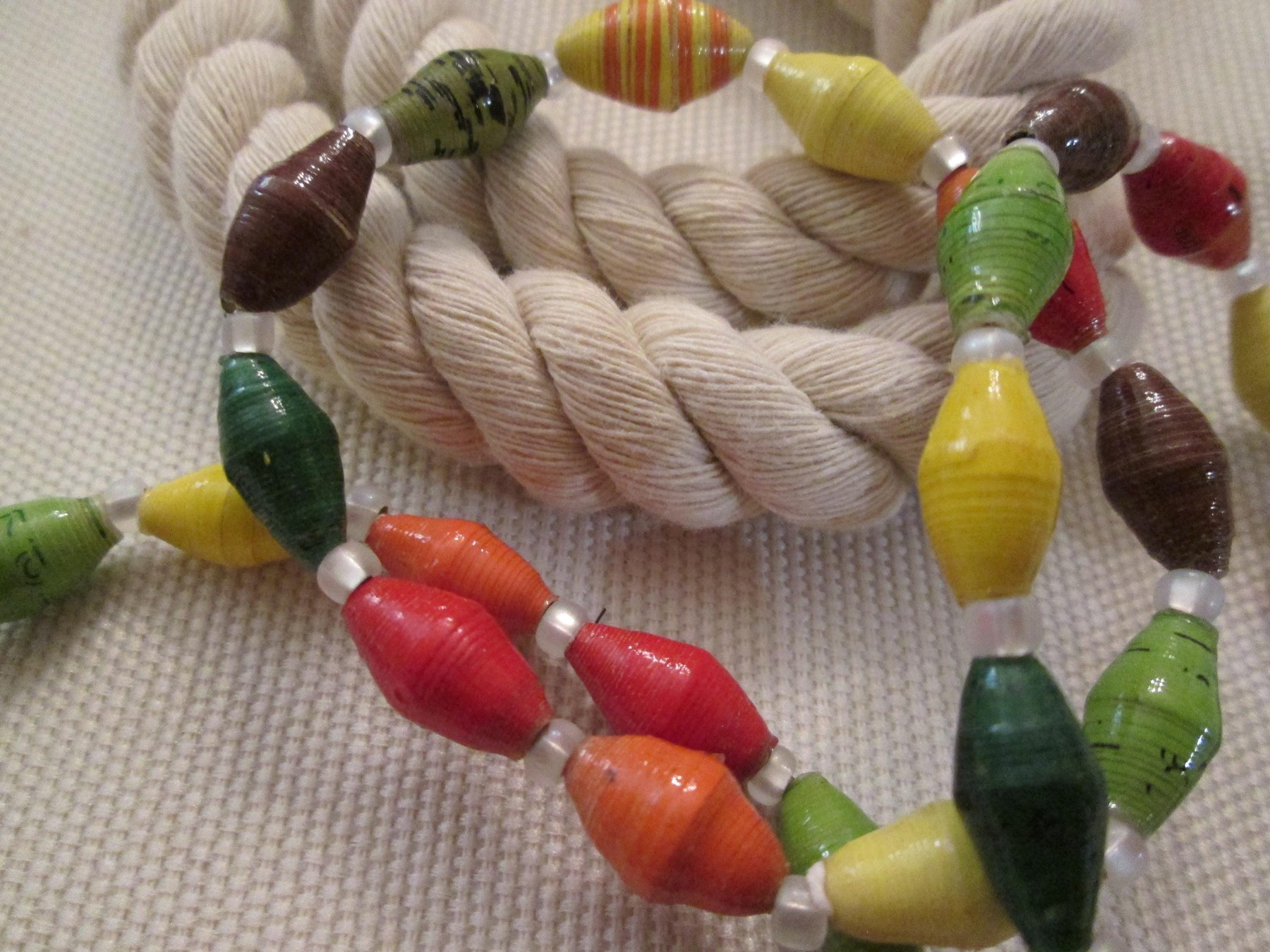 Bracelet Trio, Outreach Uganda Falling Leaves paper bead bracelet, 189, detail 6
