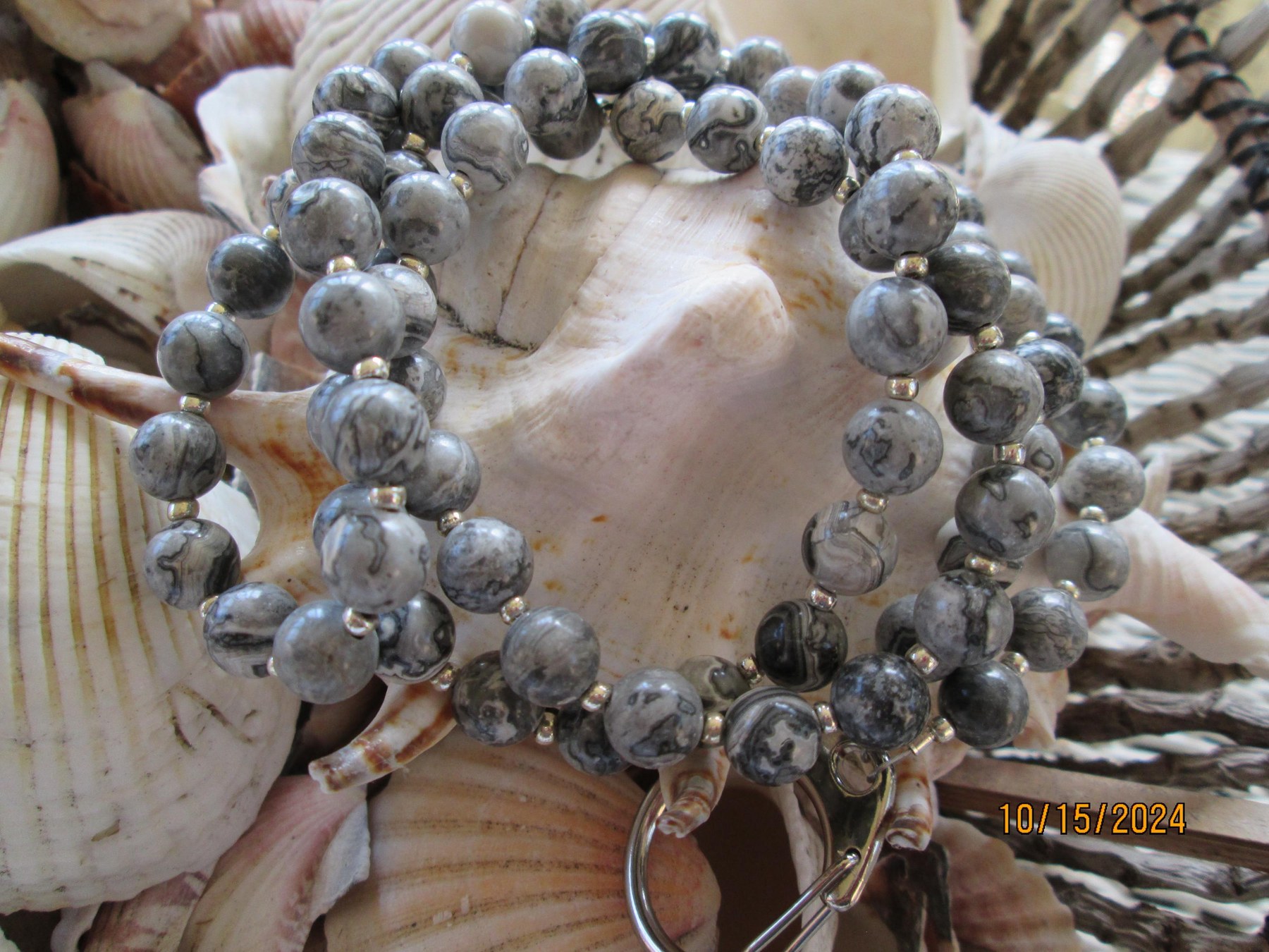 Lanyard, Picasso Jasper 9mm beaded lanyard, 1718