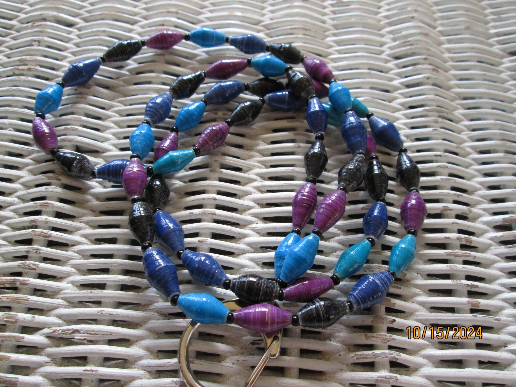 Lanyard, Outreach Uganda Oil Slick Beaded Lanyard, 753, detail 3