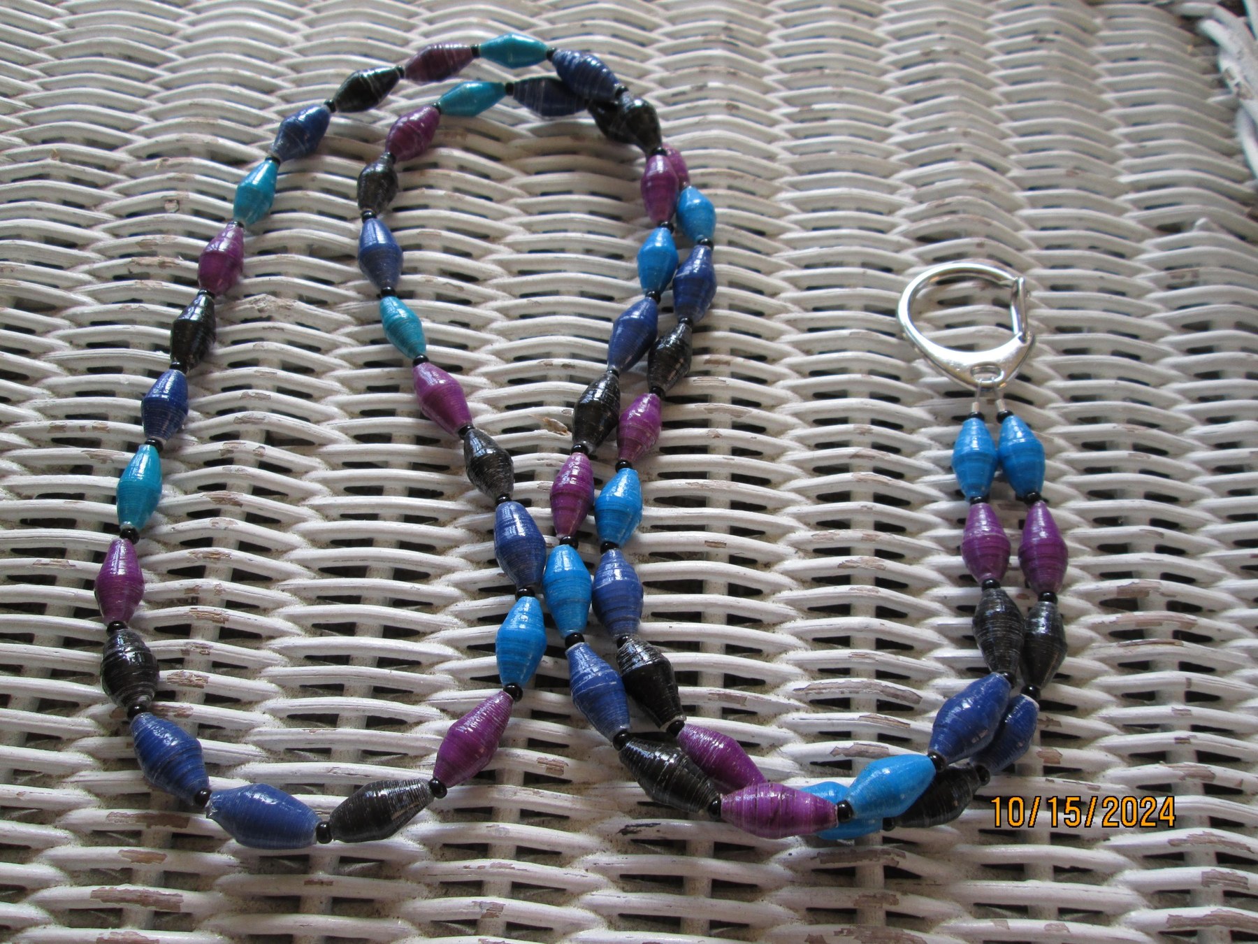 Lanyard, Outreach Uganda Oil Slick Beaded Lanyard, 753, detail 4