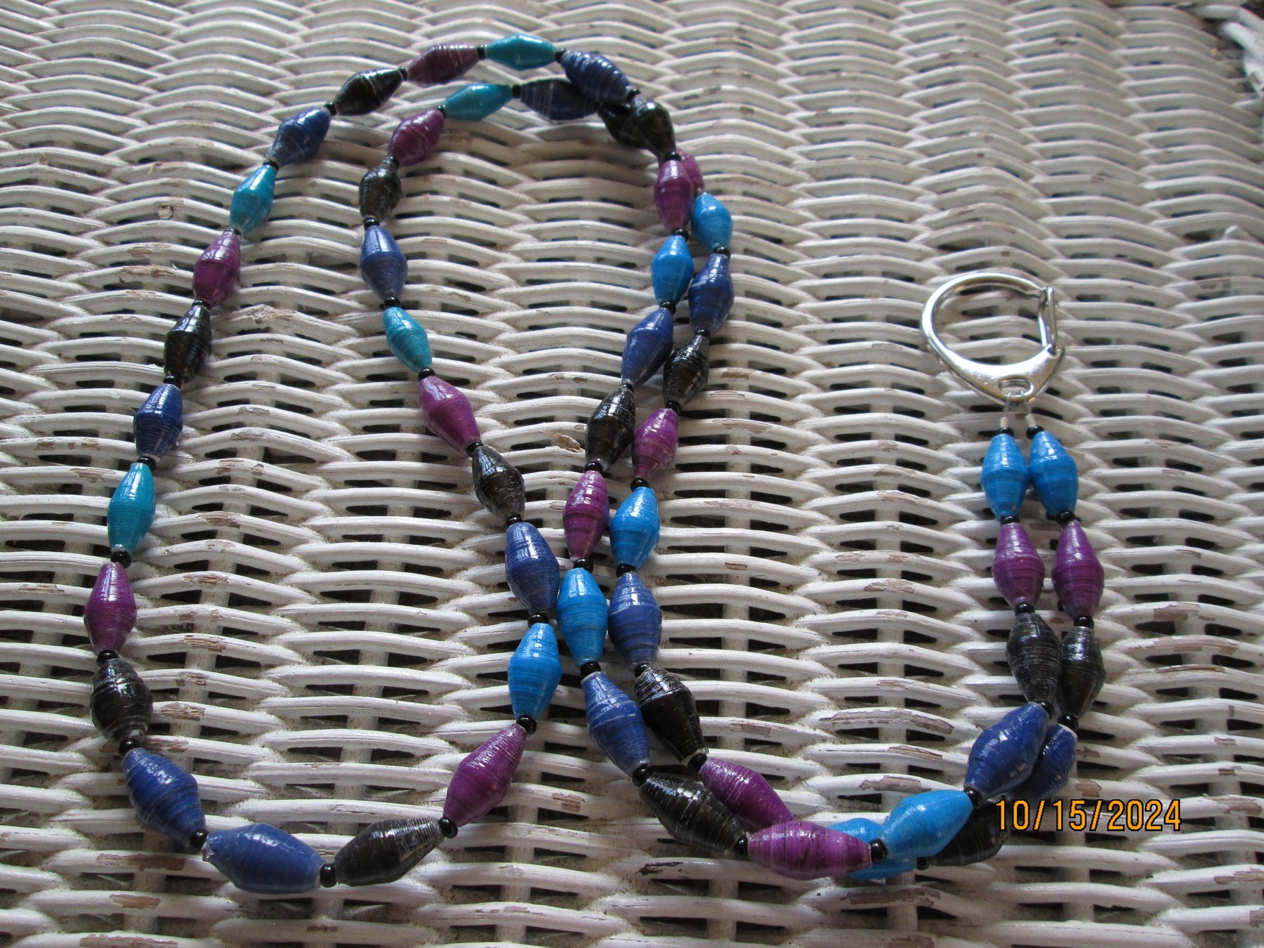 Lanyard, Outreach Uganda Oil Slick Beaded Lanyard, 753, detail 5