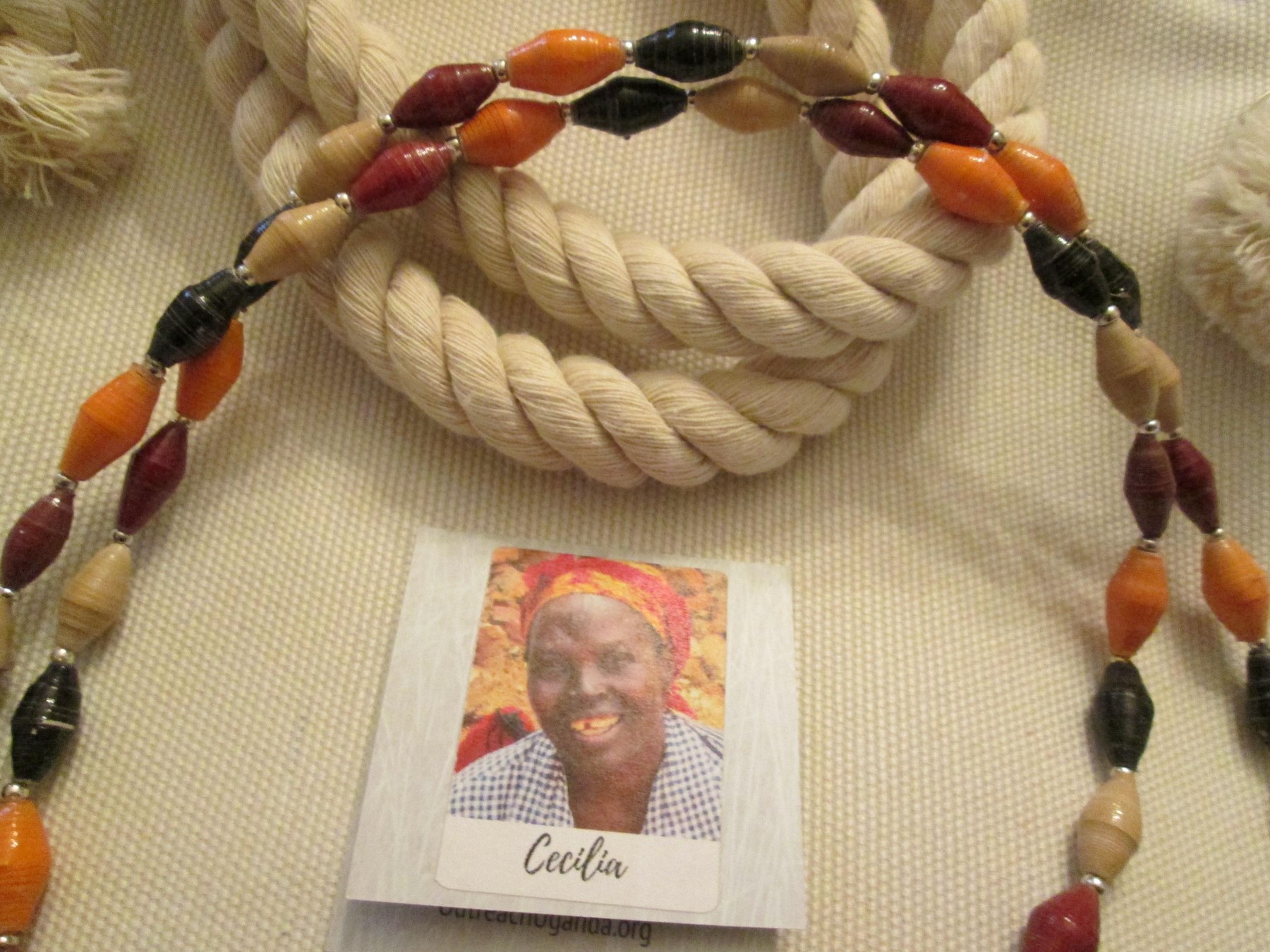 Lanyard, Outreach Uganda Coffee Shop Mix paper beaded lanyard, 932, detail 2