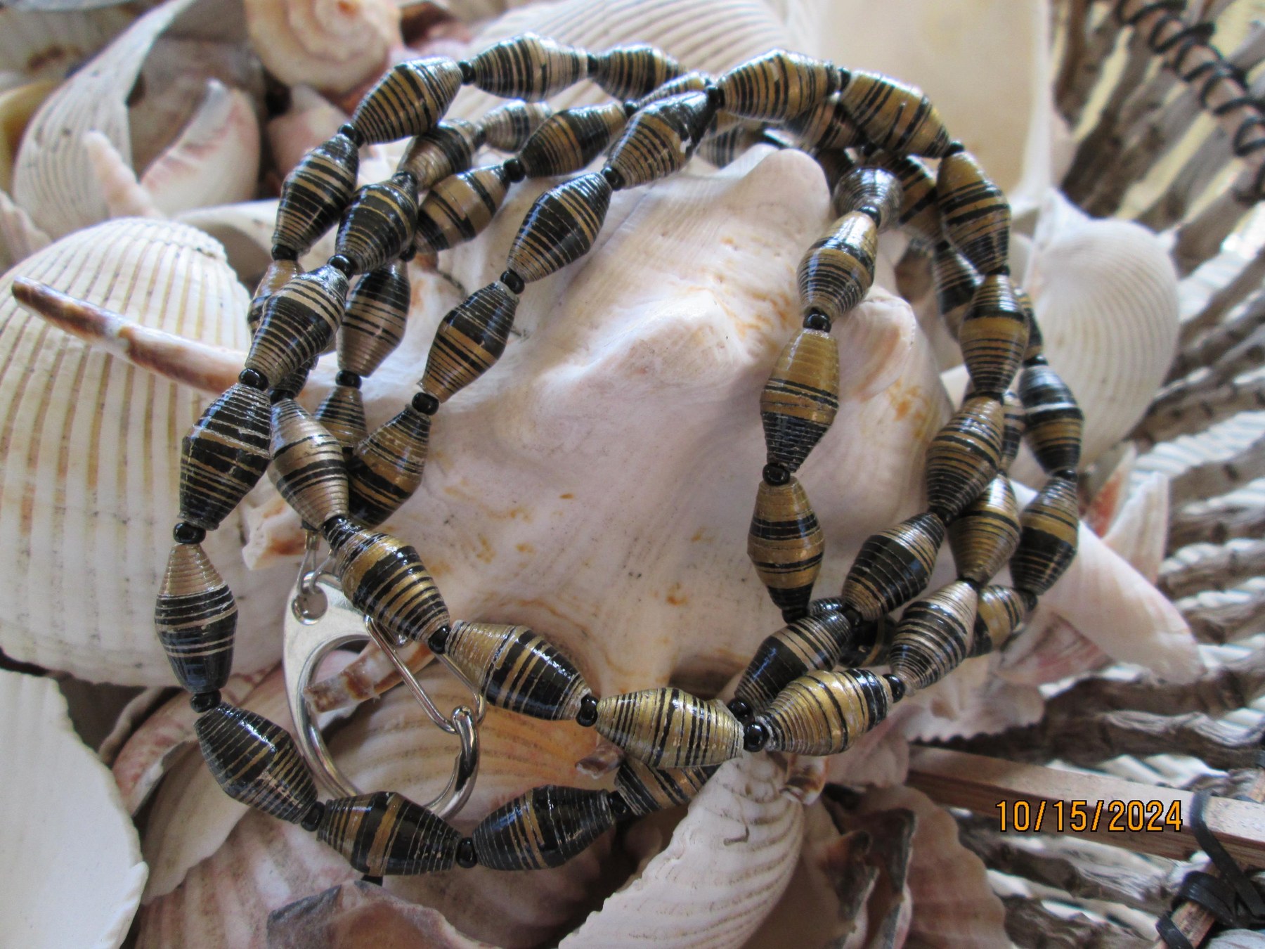 Lanyard, Outreach Uganda Black and Gold Paper Bead Lanyard, 167