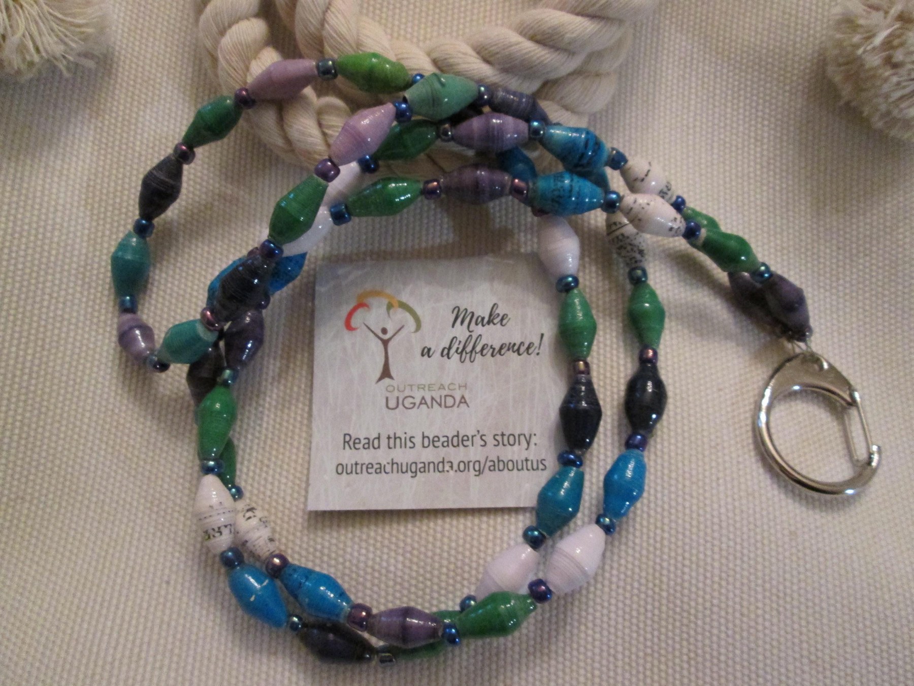 Lanyard, Outreach Uganda Island paper beaded lanyard, 969