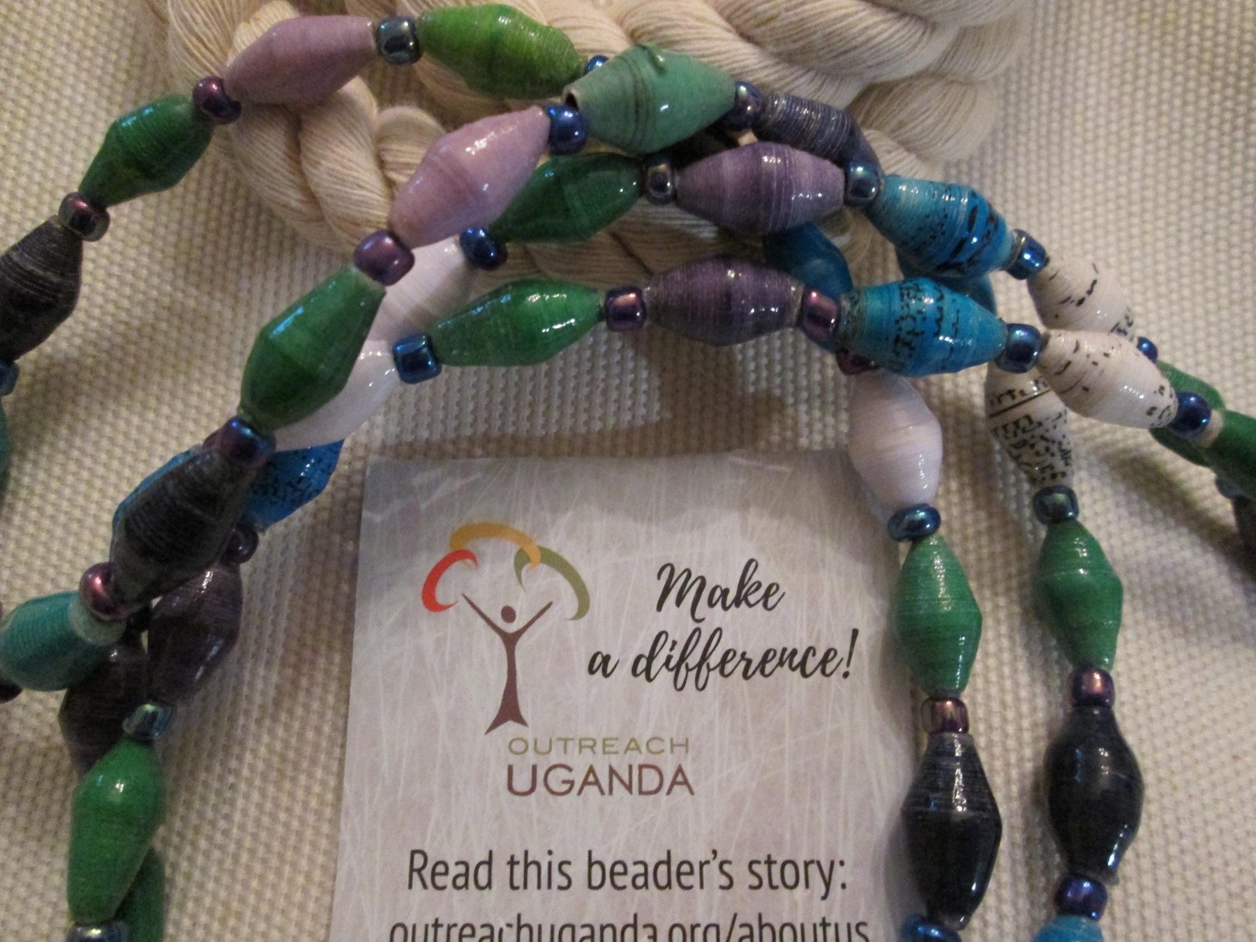 Lanyard, Outreach Uganda Island paper beaded lanyard, 969, detail 2
