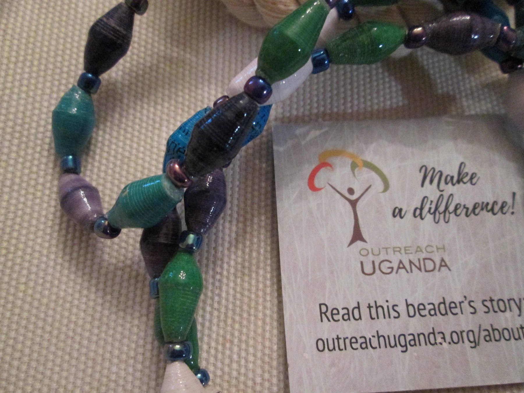 Lanyard, Outreach Uganda Island paper beaded lanyard, 969, detail 4