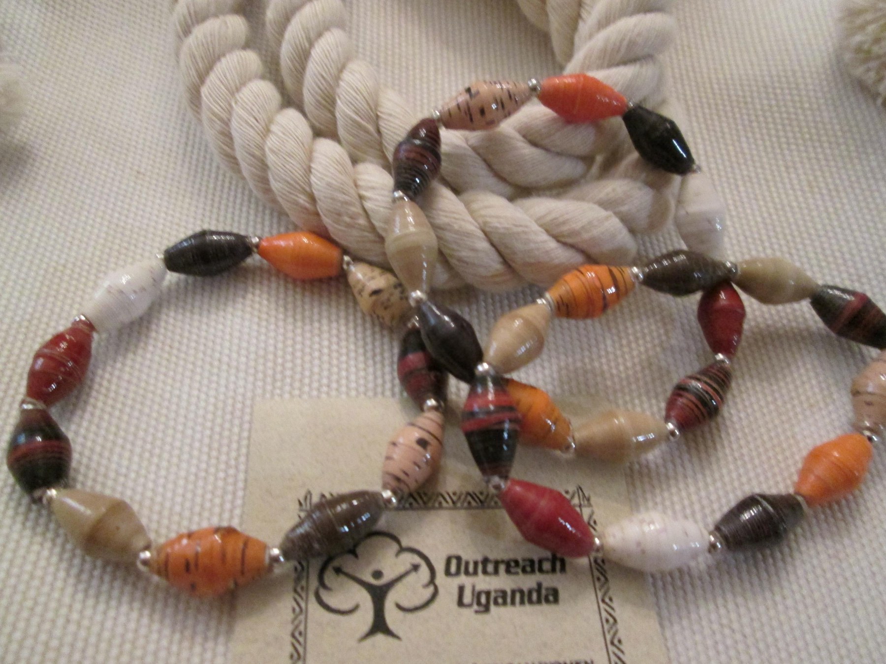 Bracelet Trio, Outreach Uganda Cinnamon Mocha paper bead bracelet, 144, detail 4