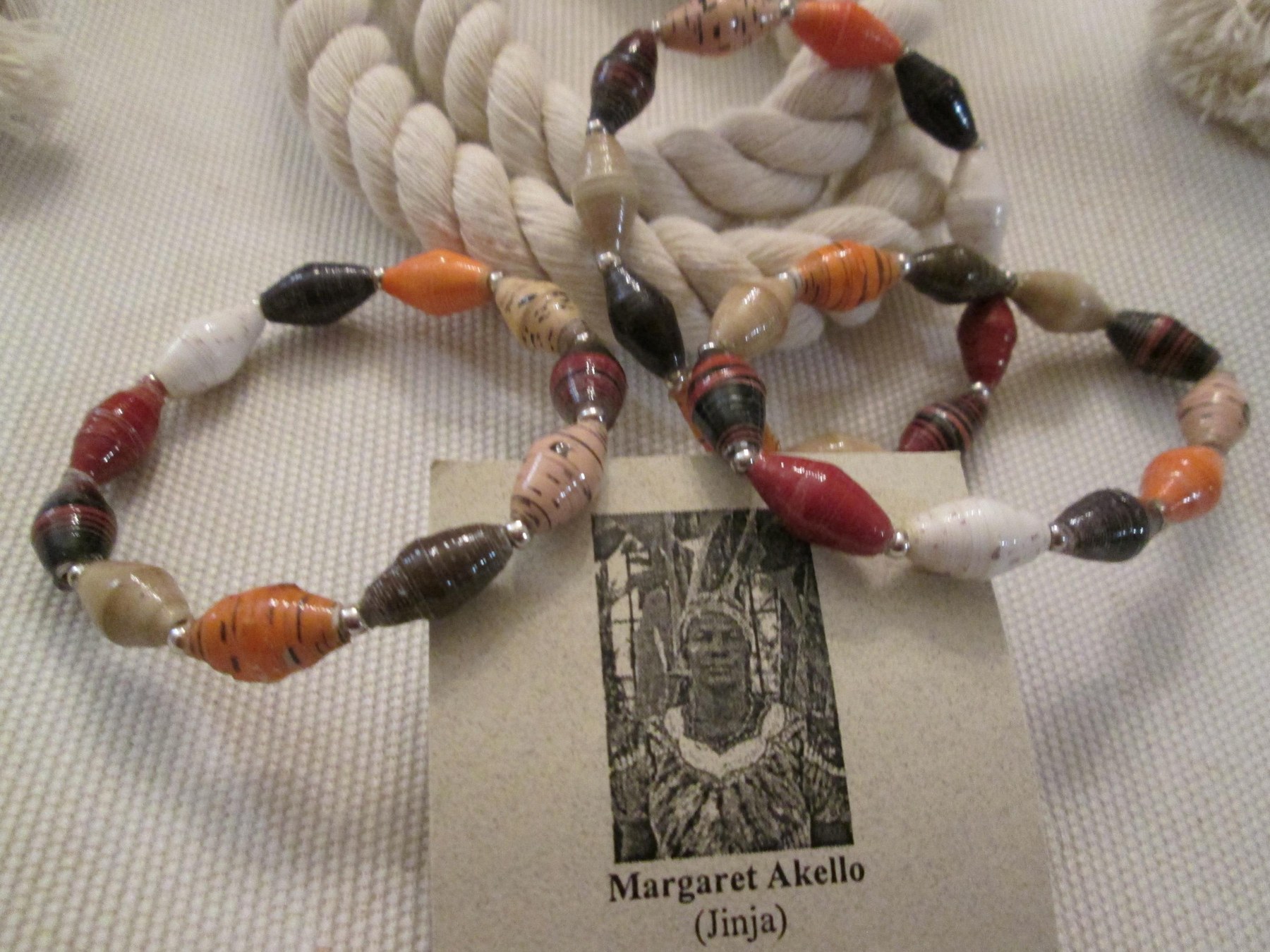 Bracelet Trio, Outreach Uganda Cinnamon Mocha paper bead bracelet, 144, detail 5