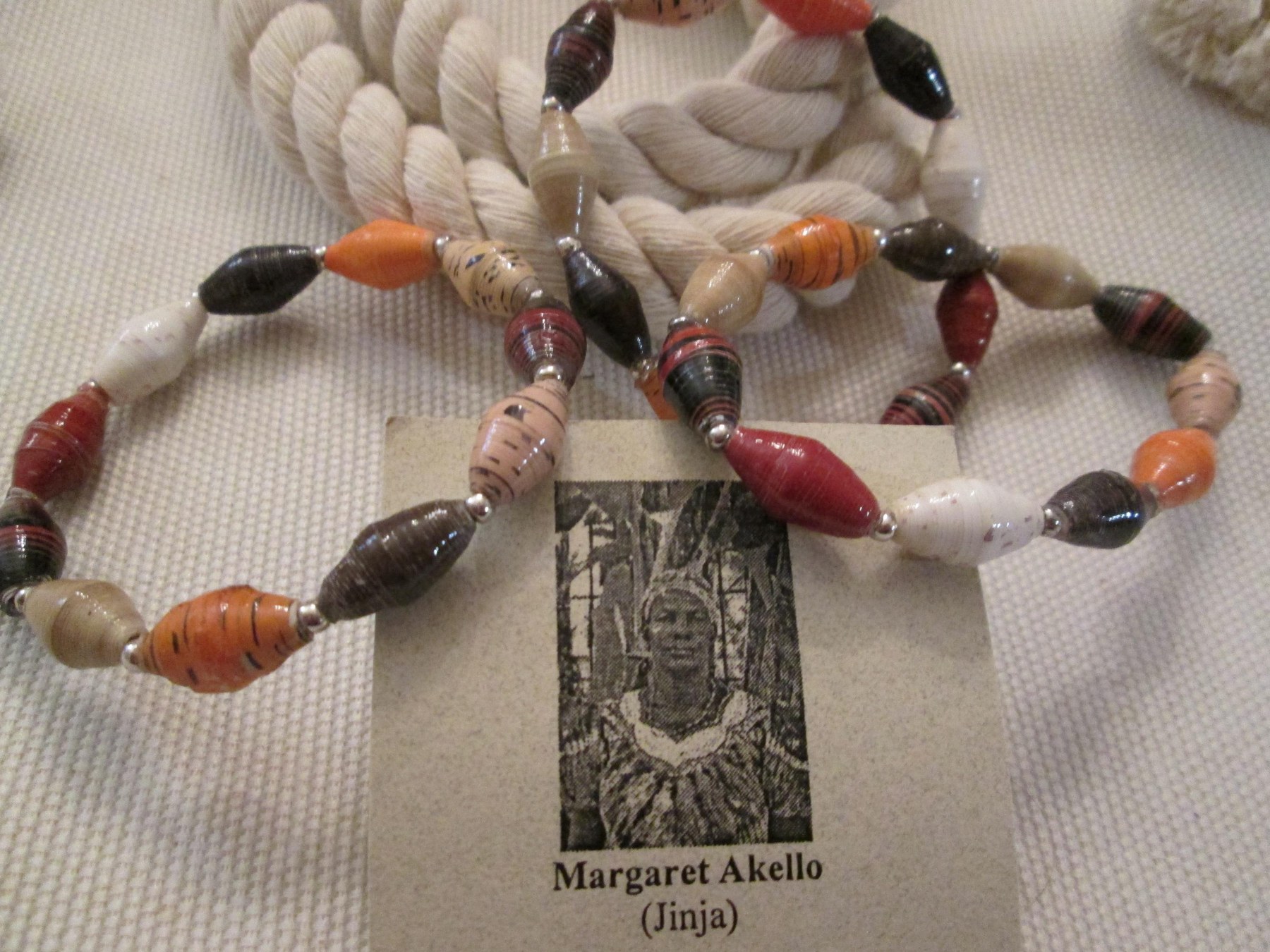 Bracelet Trio, Outreach Uganda Cinnamon Mocha paper bead bracelet, 144, detail 6