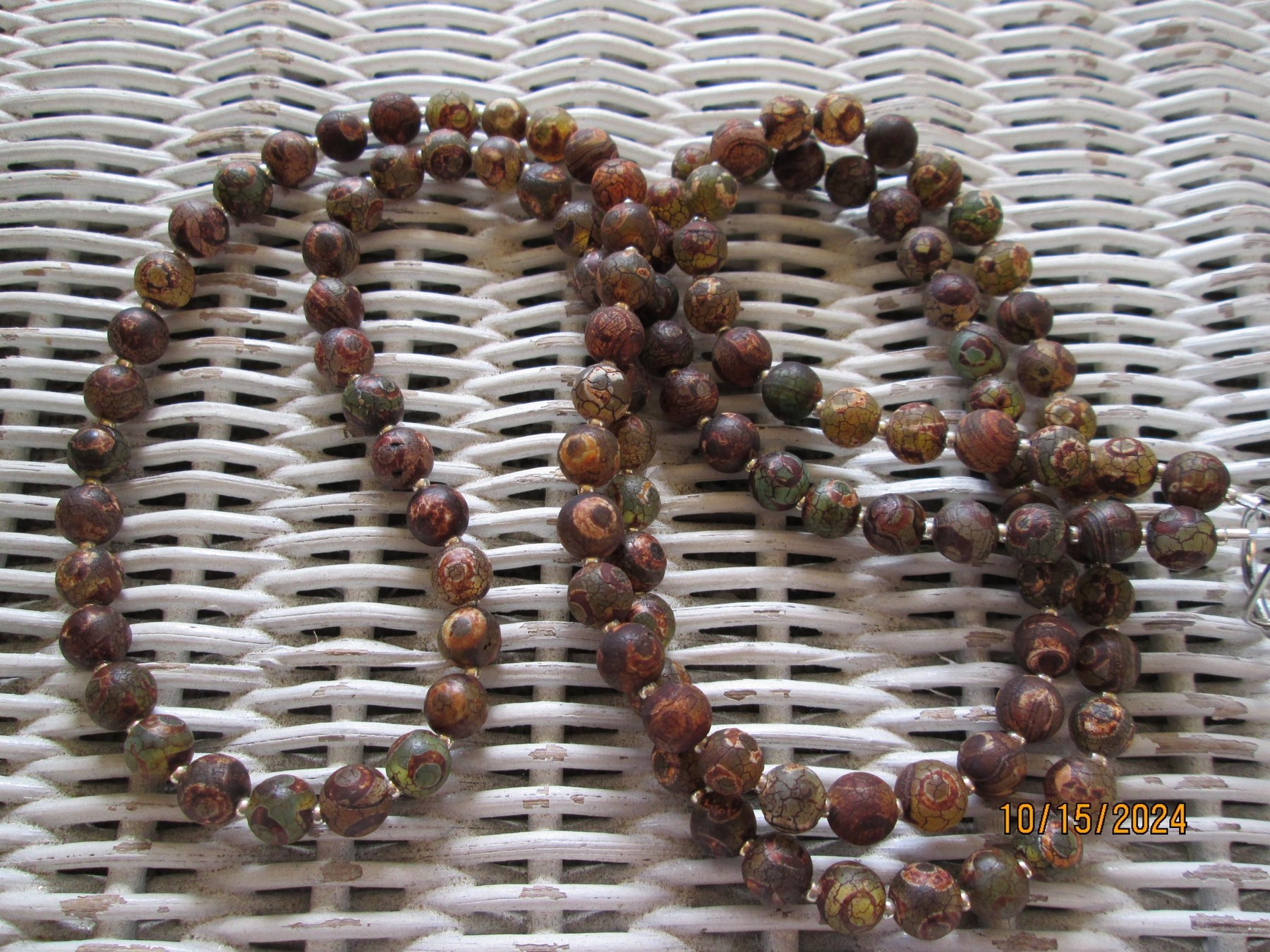 Lanyard, Brown Agate Round Beaded Lanyard, 1716