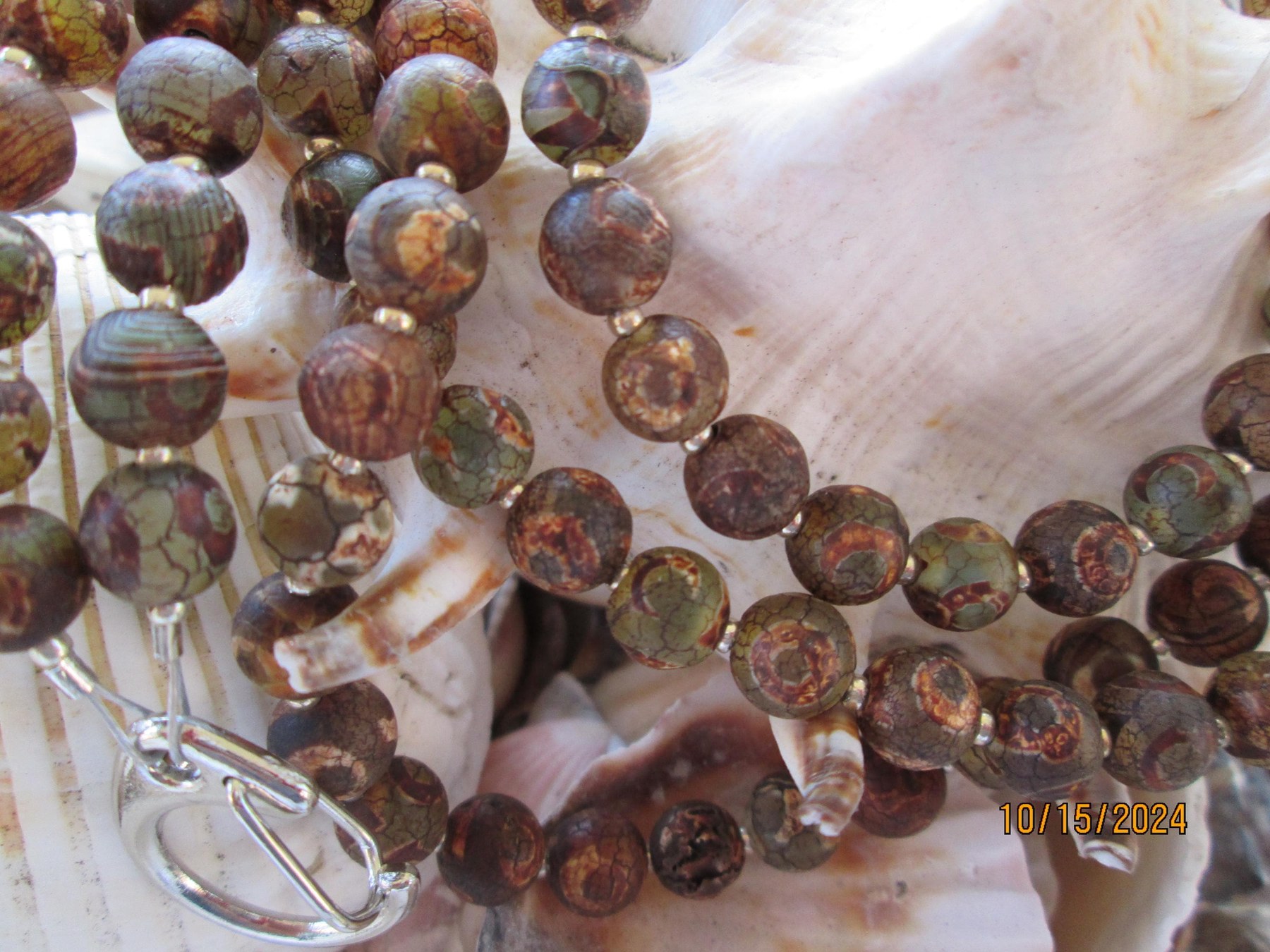 Lanyard, Brown Agate Round Beaded Lanyard, 1716, detail 3