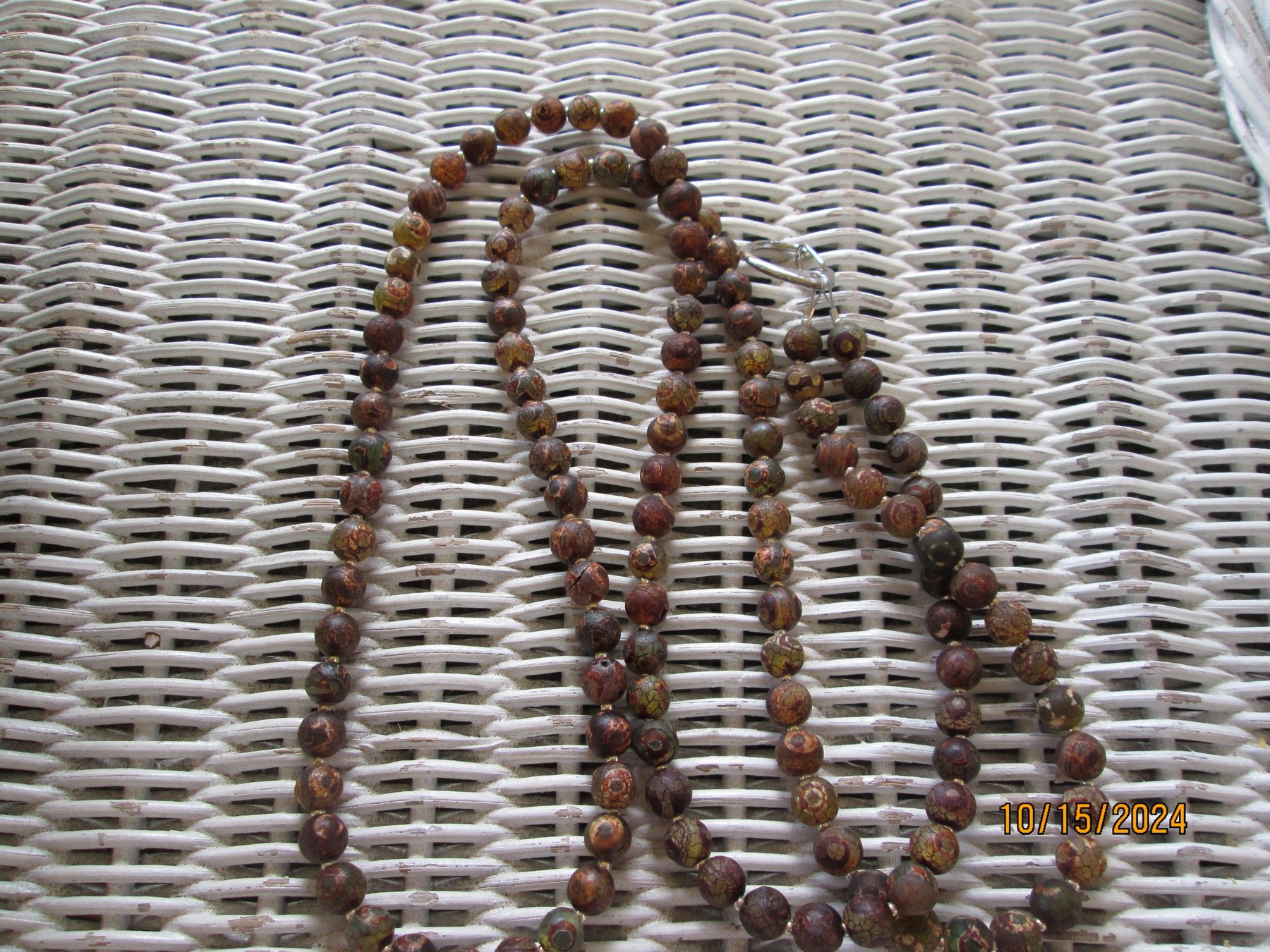 Lanyard, Brown Agate Round Beaded Lanyard, 1716, detail 4