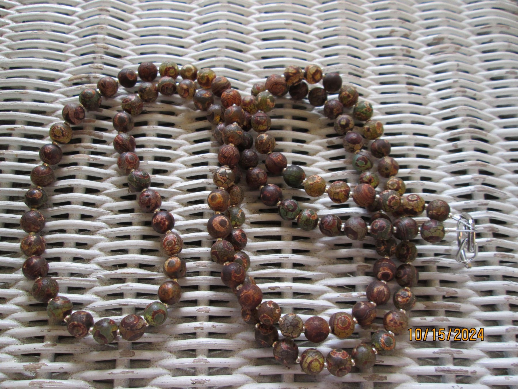 Lanyard, Brown Agate Round Beaded Lanyard, 1716, detail 5