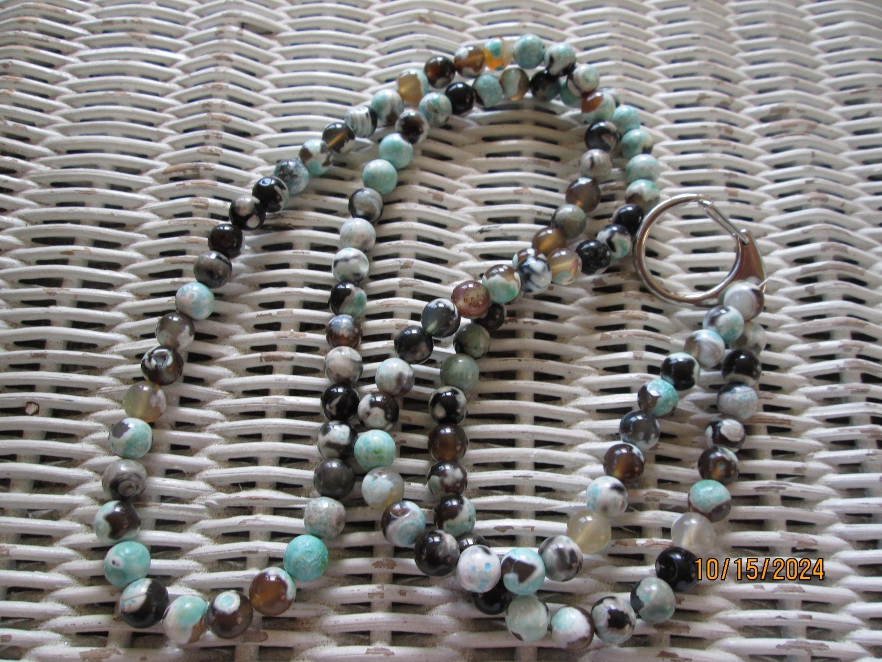 Green Agate Beaded Lanyard, Natural Gemstone ID Badge Holder Necklace, Eyeglass Chain, Teacher Nurse Gift, Handmade
