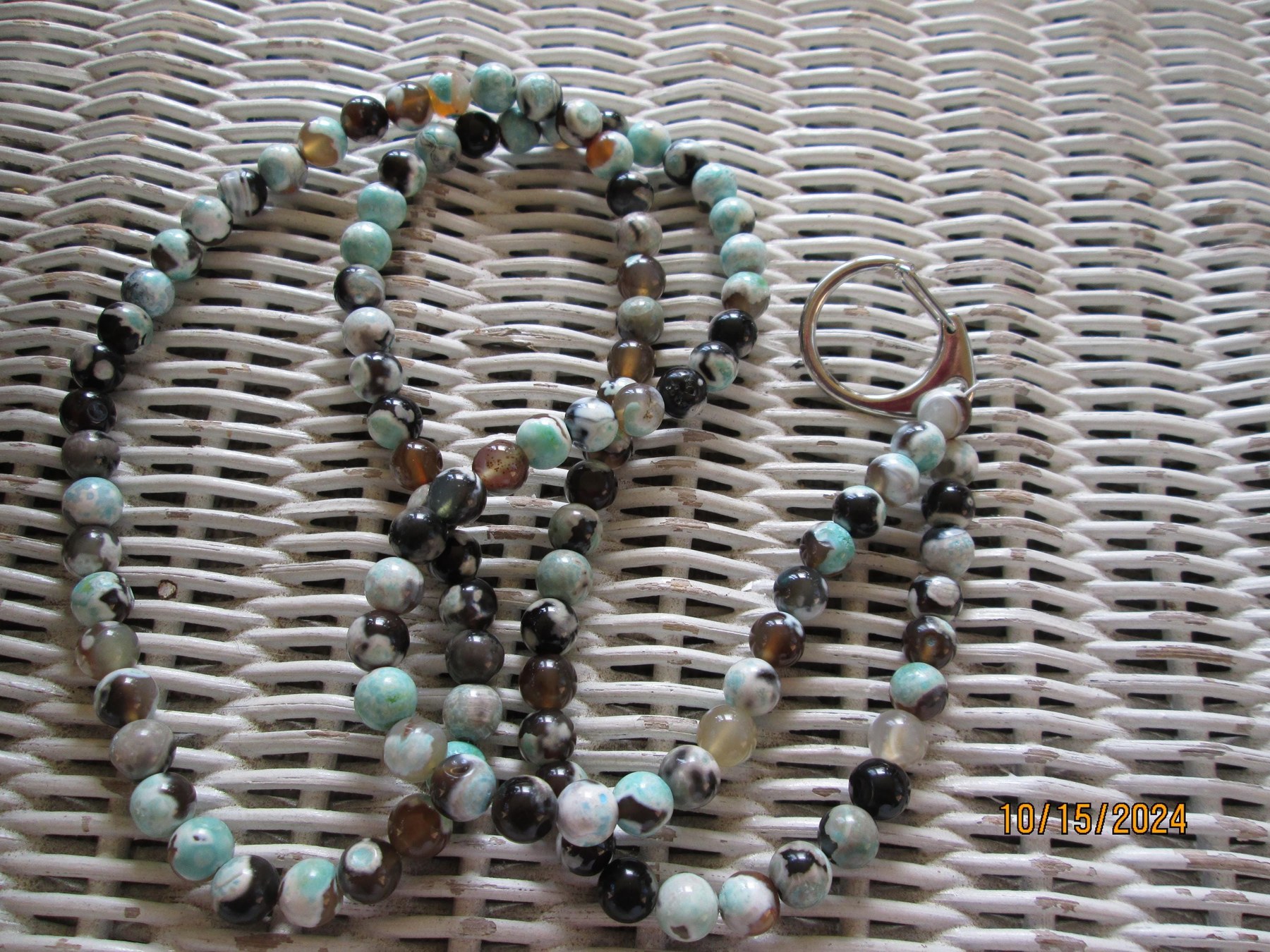 Green Agate Beaded Lanyard, Natural Gemstone ID Badge Holder Necklace, Eyeglass Chain, Teacher Nurse Gift, Handmade, detail 3