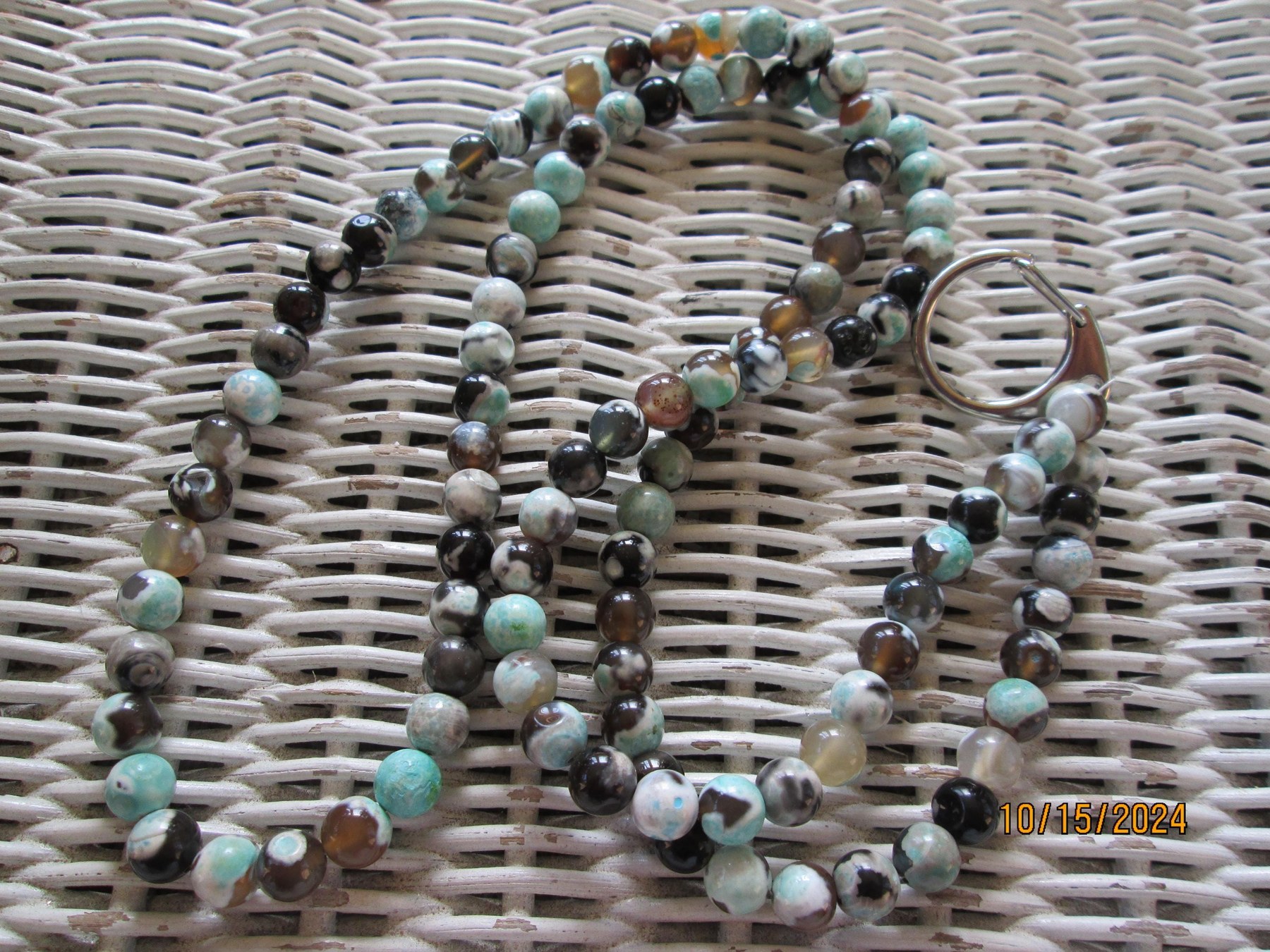Green Agate Beaded Lanyard, Natural Gemstone ID Badge Holder Necklace, Eyeglass Chain, Teacher Nurse Gift, Handmade, detail 4