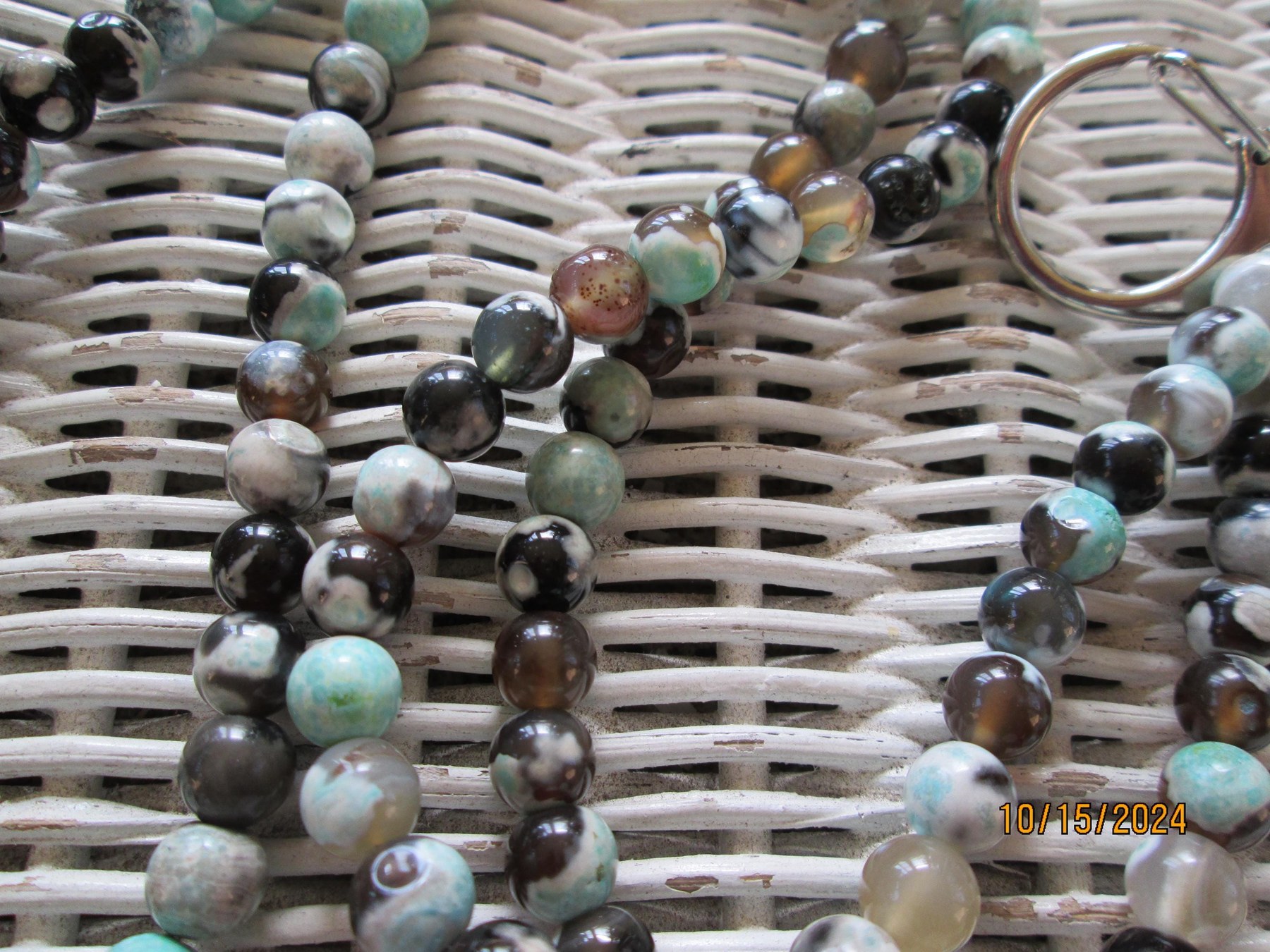 Green Agate Beaded Lanyard, Natural Gemstone ID Badge Holder Necklace, Eyeglass Chain, Teacher Nurse Gift, Handmade, detail 5