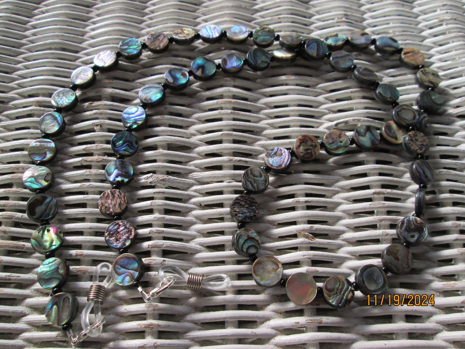 Handmade Abalone Beaded Eyeglass Chain, detail 3