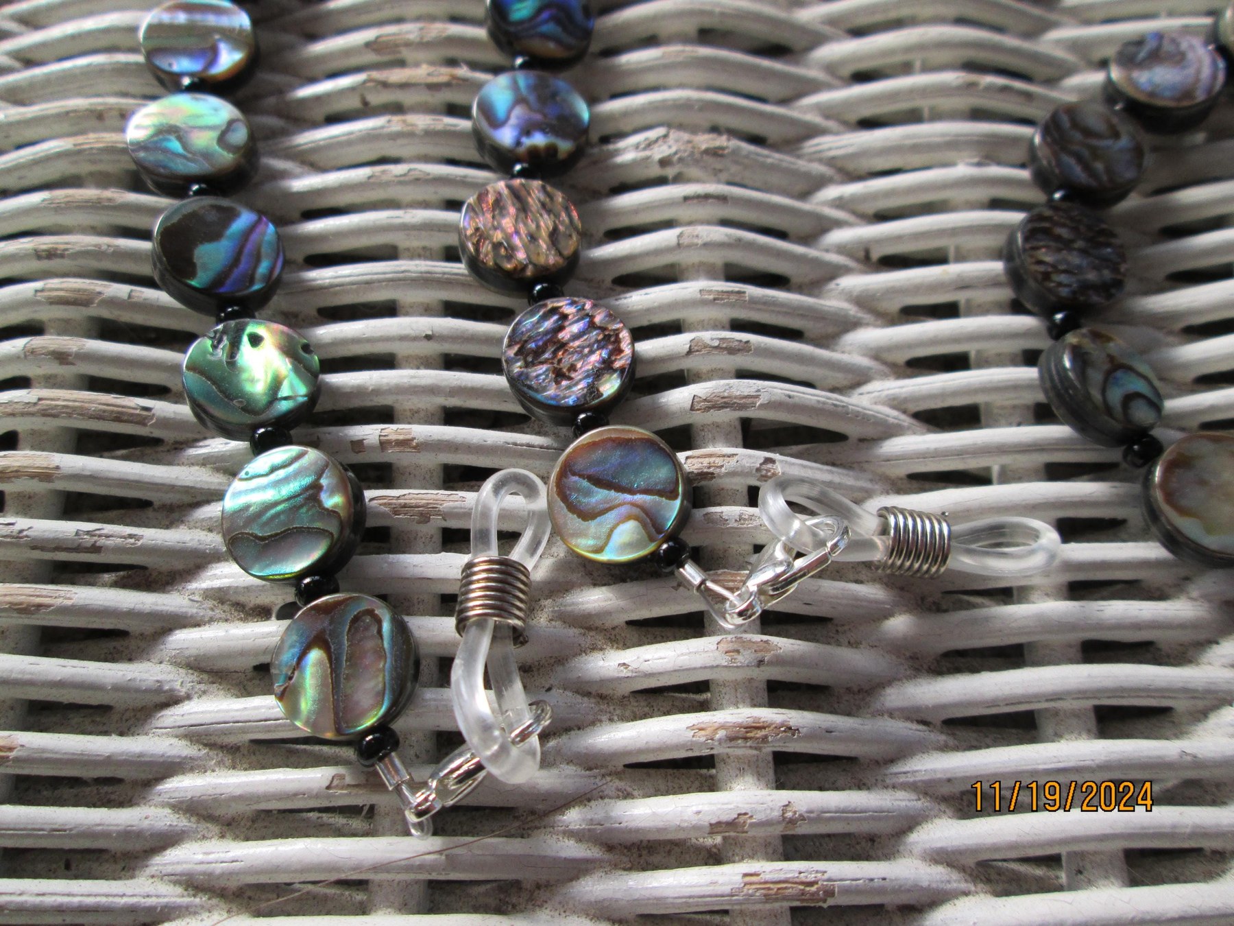 Handmade Abalone Beaded Eyeglass Chain, detail 4