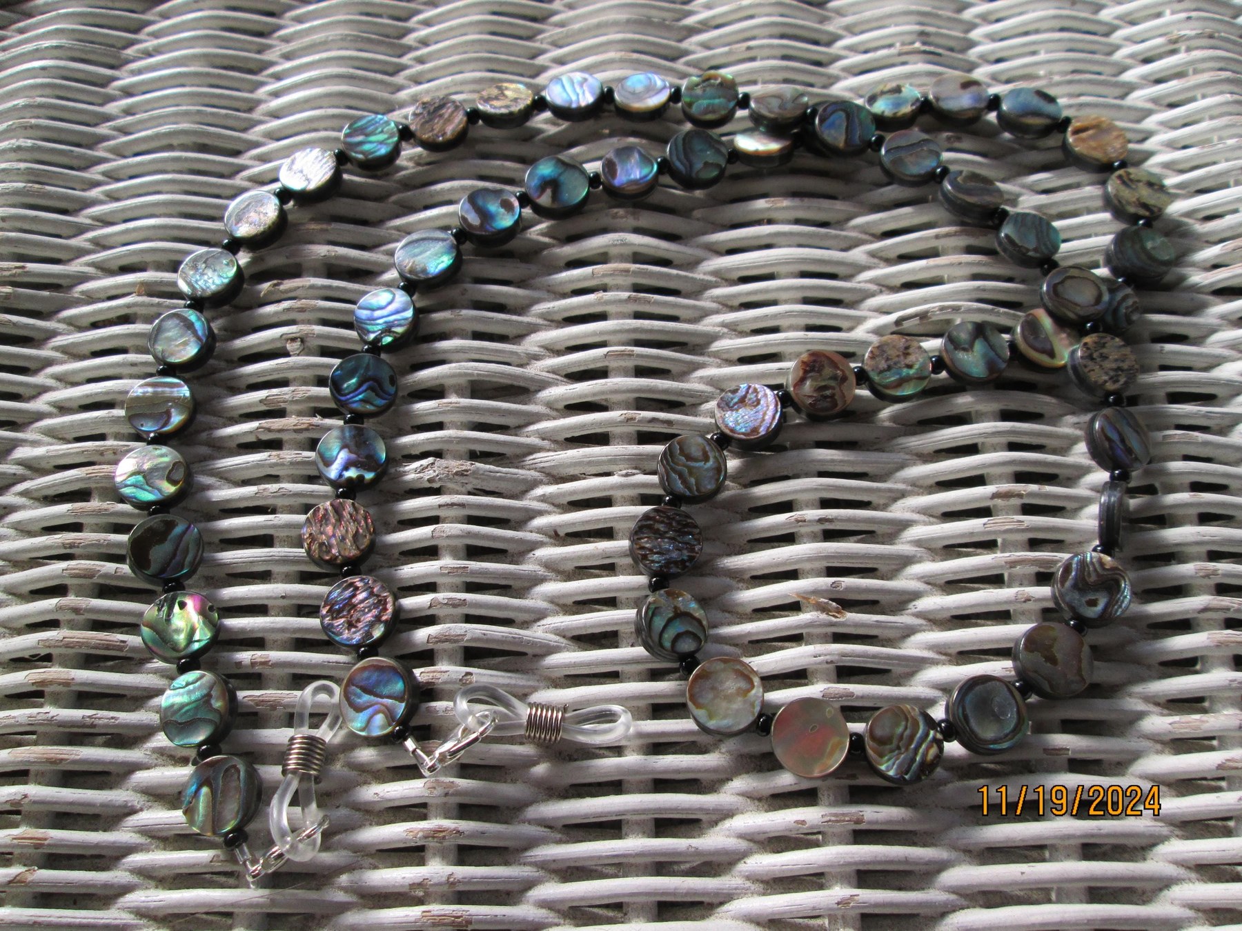 Handmade Abalone Beaded Eyeglass Chain, detail 5