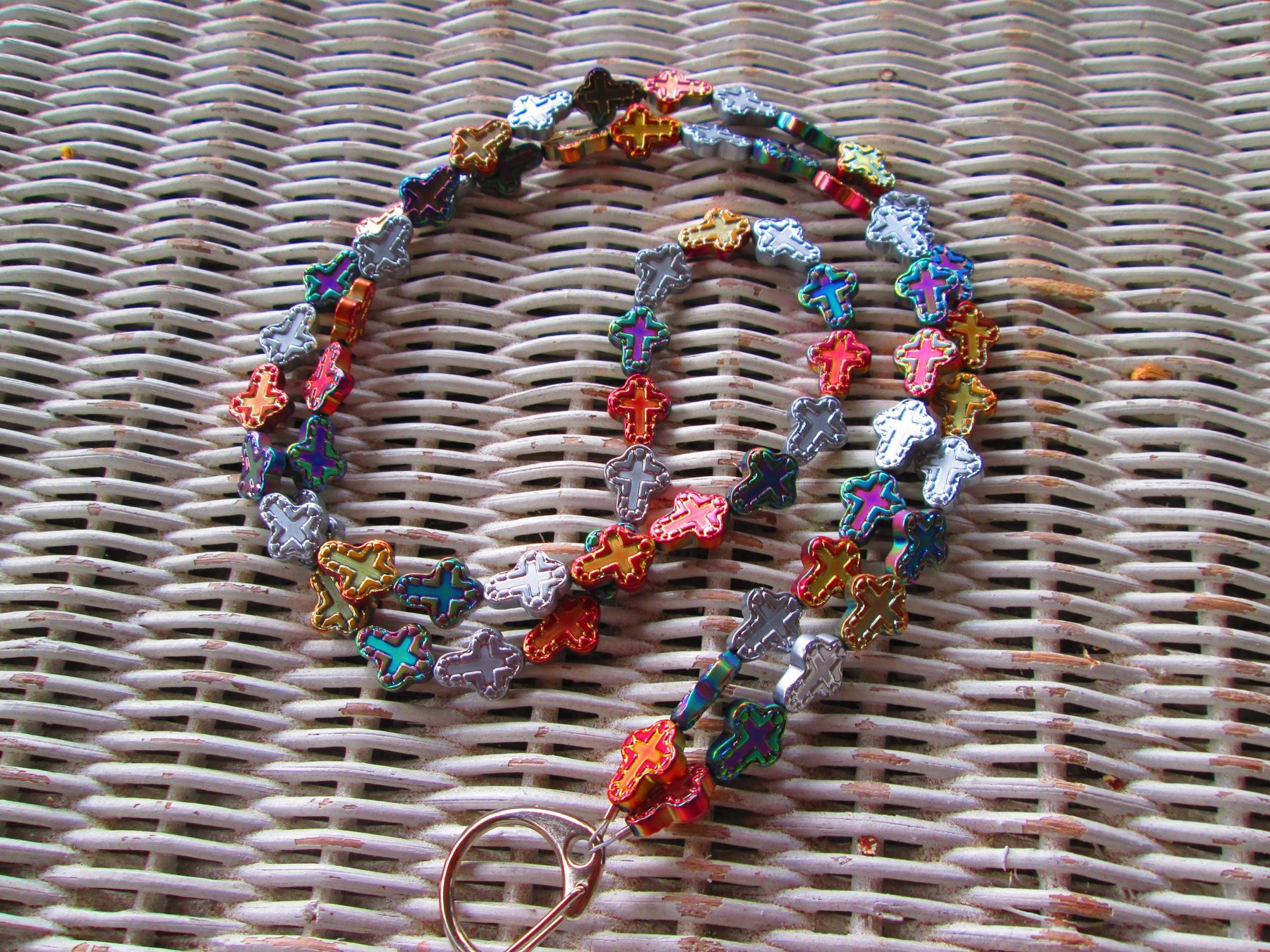 Lanyard, Cross Glass Bead Strand Lanyard, 804, detail 2