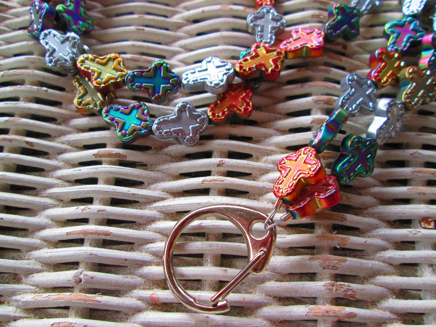 Lanyard, Cross Glass Bead Strand Lanyard, 804, detail 3